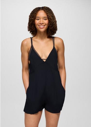 Fernie V-Neck Romper, Color: Black, image 1