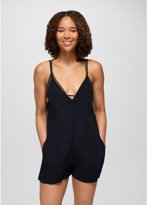 Fernie V-Neck Romper, Color: Black, image 1