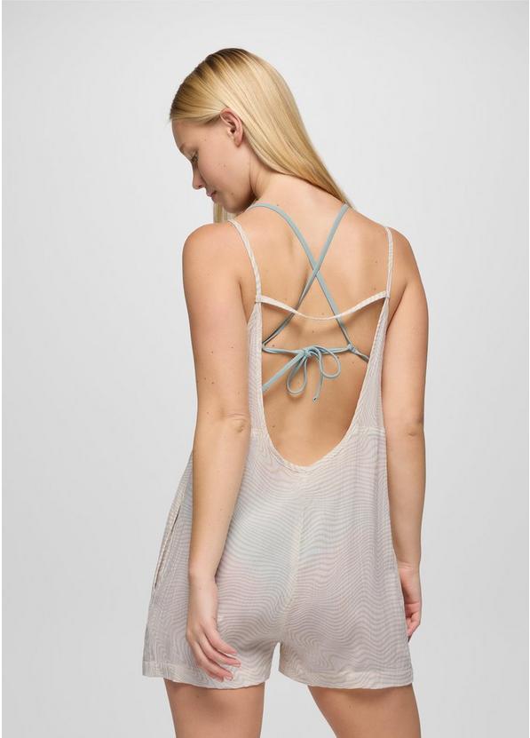 Fernie V-Neck Romper, Color: Soft White Wavee, image 2