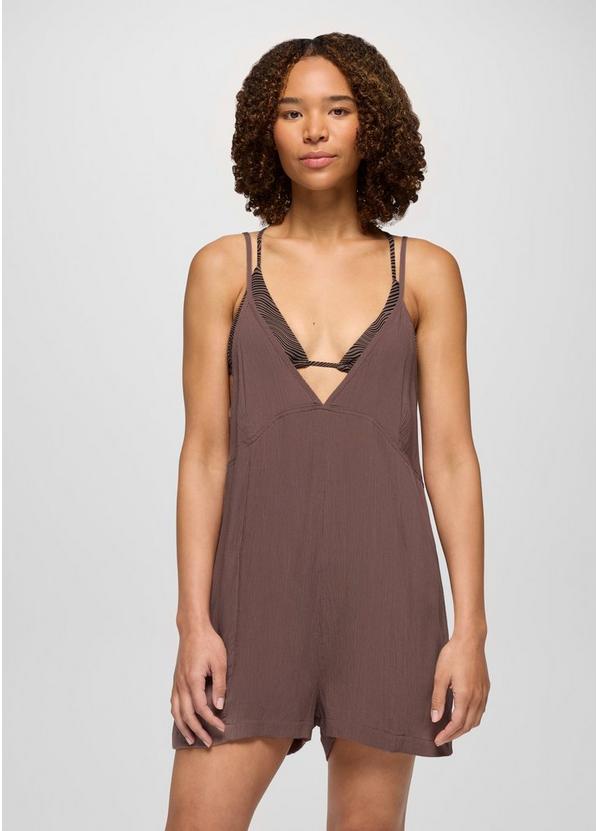 Fernie V-Neck Romper, Color: Carob, image 1