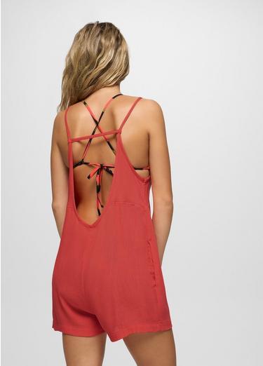Fernie V-Neck Romper, Color: Rose Fire, image 2
