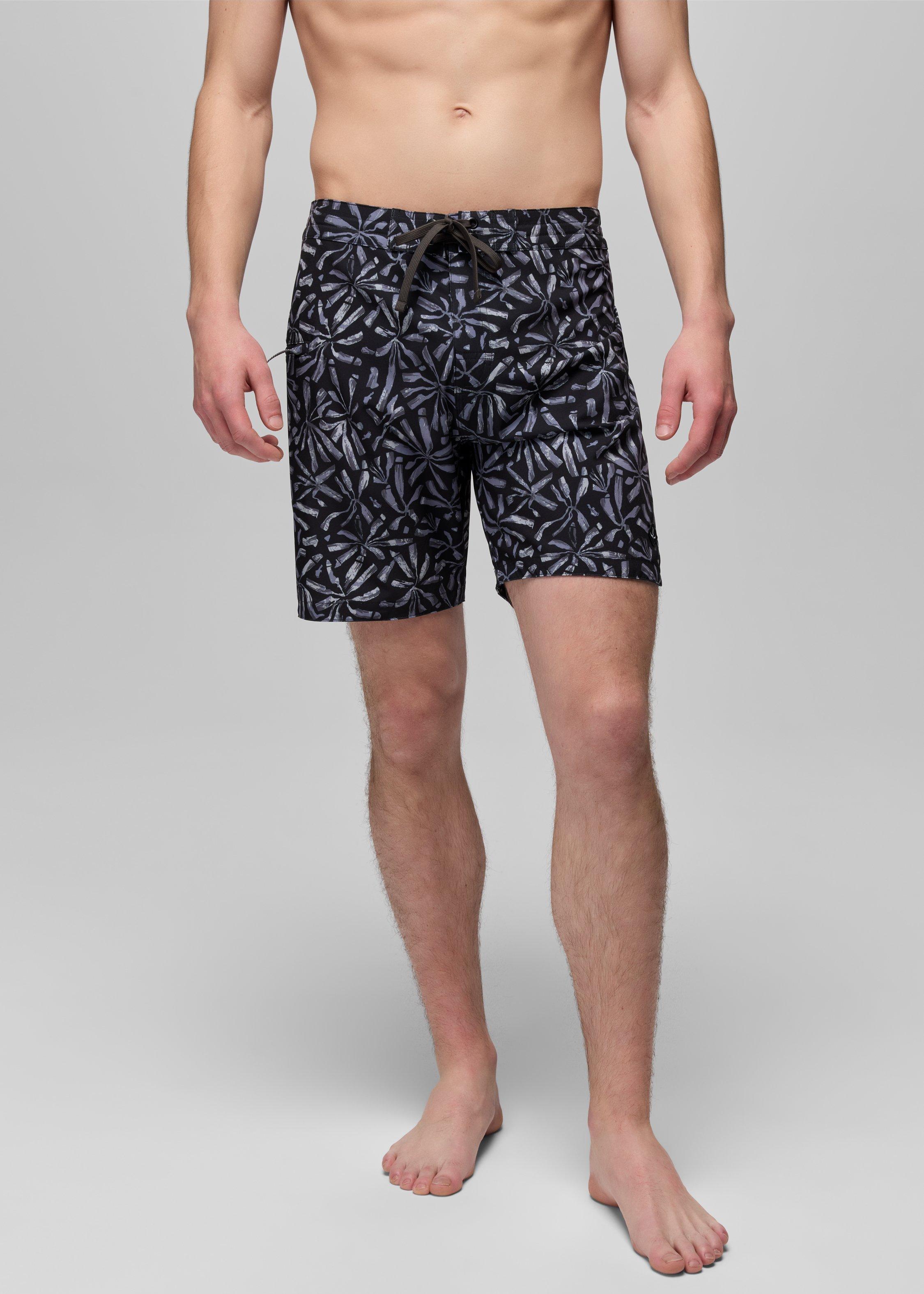 Mens prAna Fenton Boardshort - Black Grounded