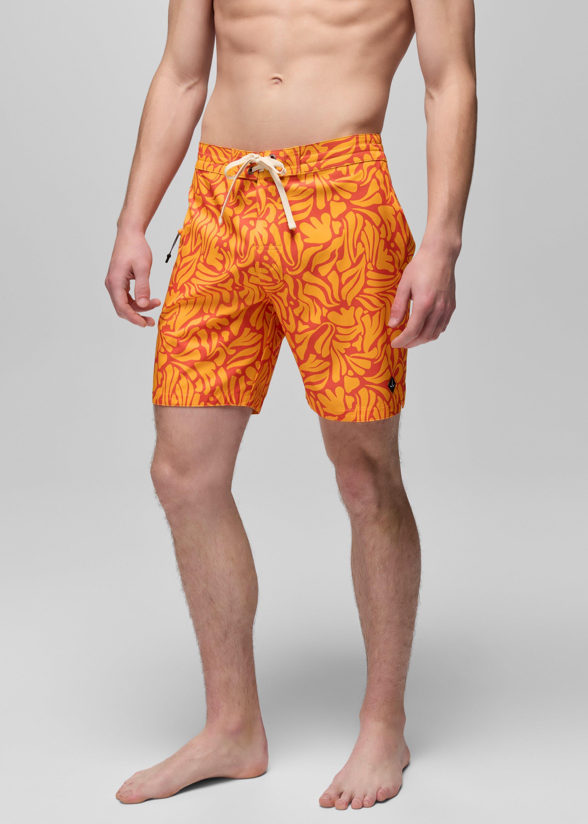 Mens prAna Fenton Boardshort - Mango Seaweed