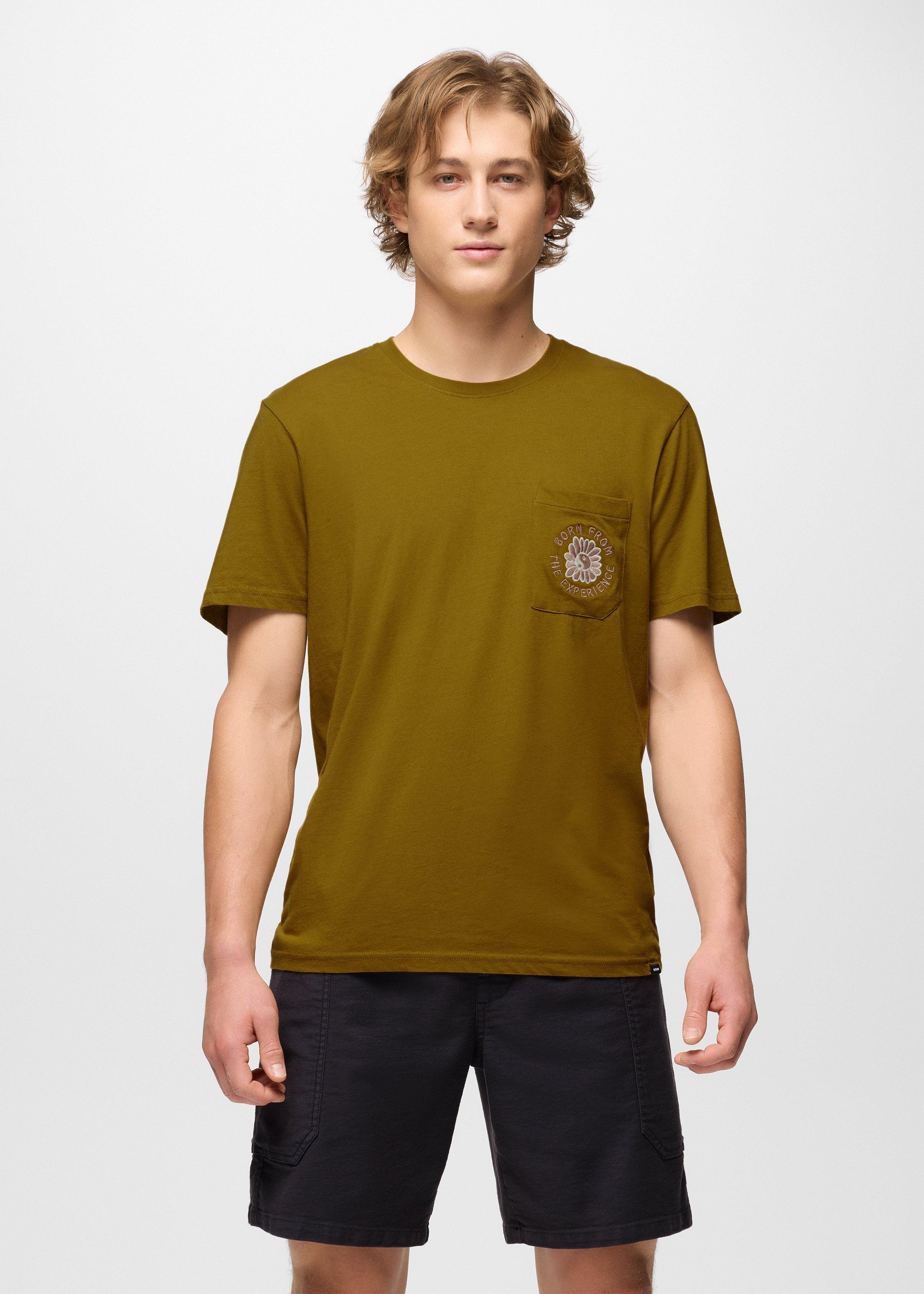 Mens prAna Outdoor Optimist Graphic Tee - Retro Olive