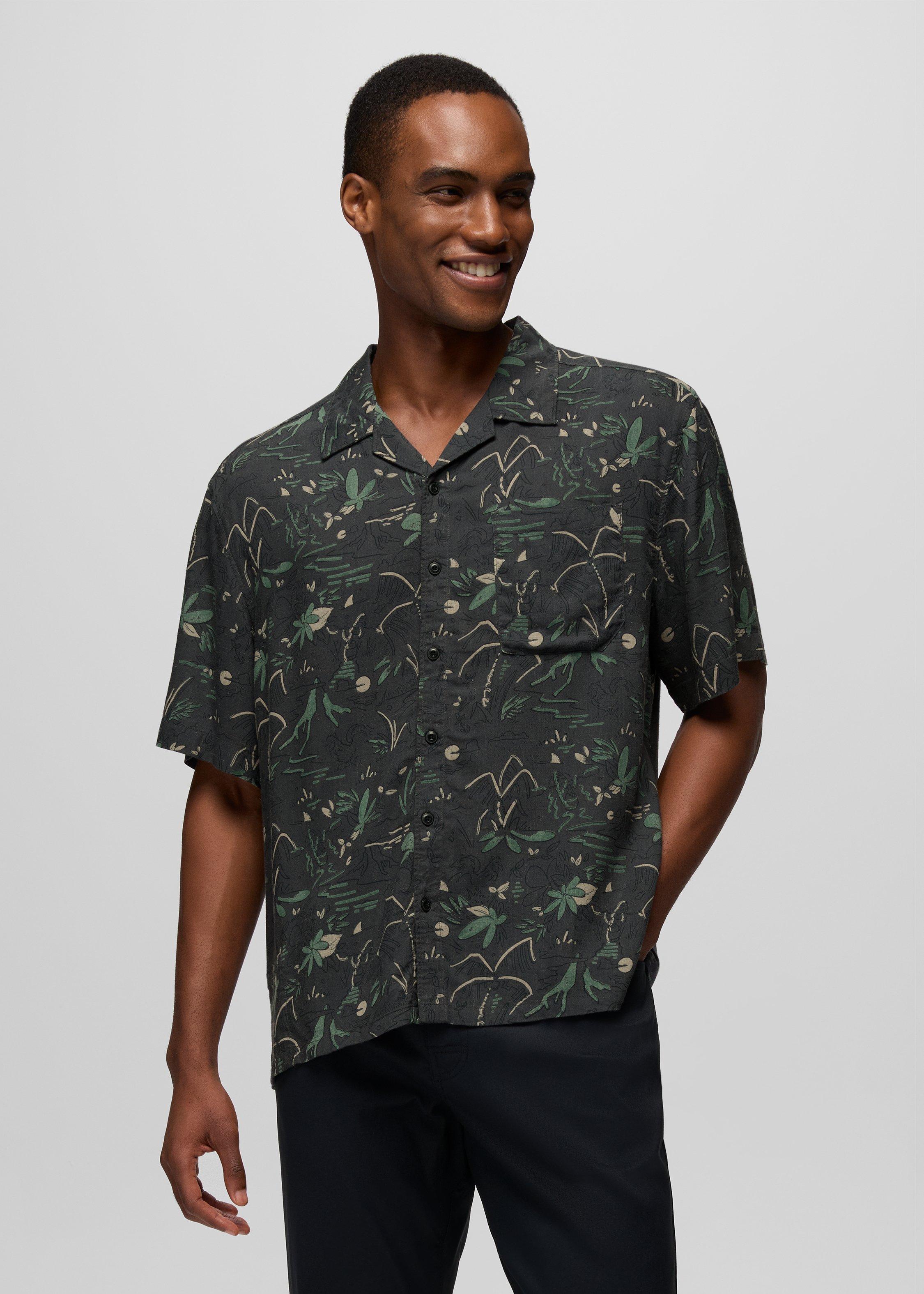 Mens prAna Peacepath Shirt - Black Vacation