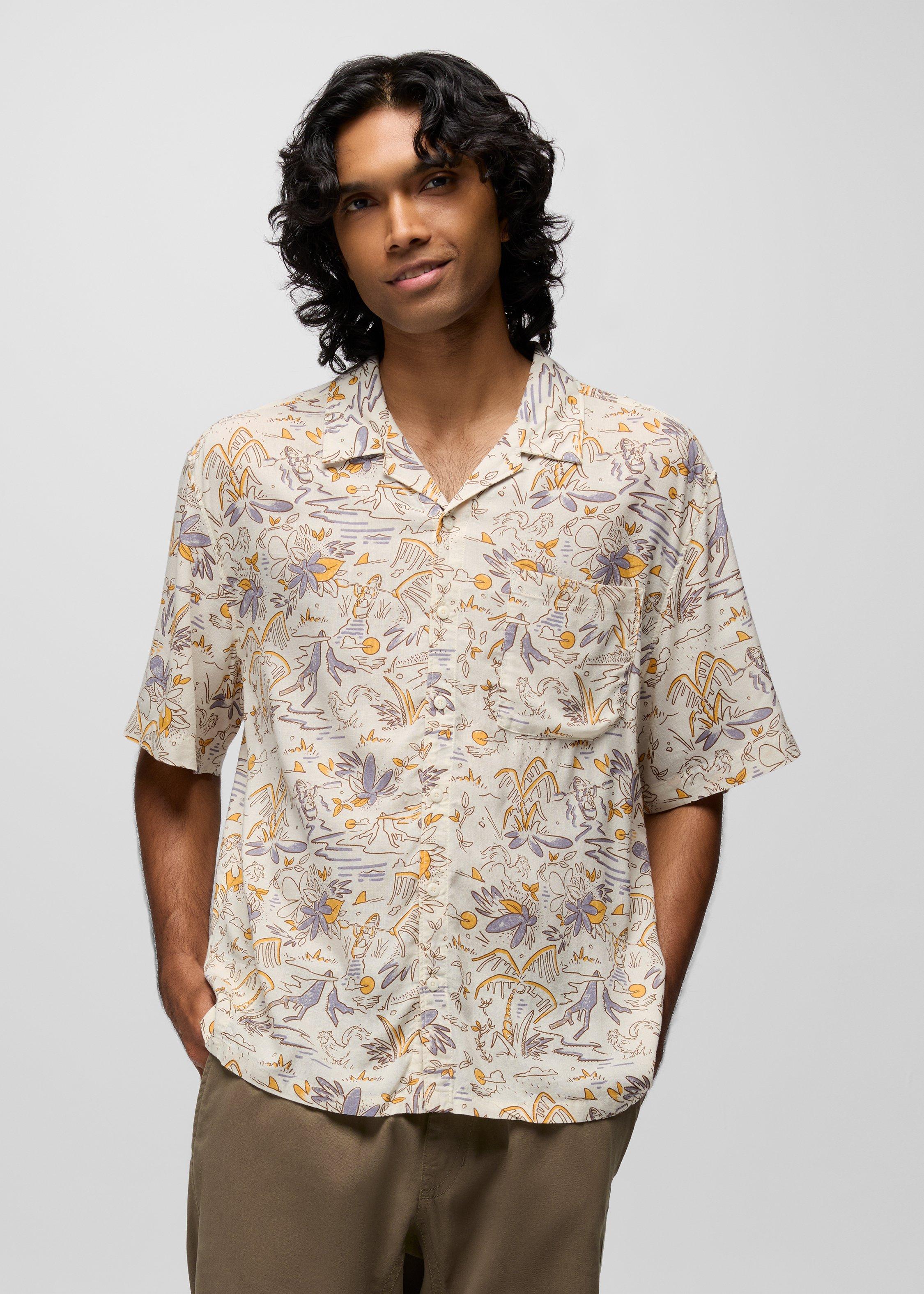 Mens prAna Peacepath Shirt - Beach Pebble Vacation