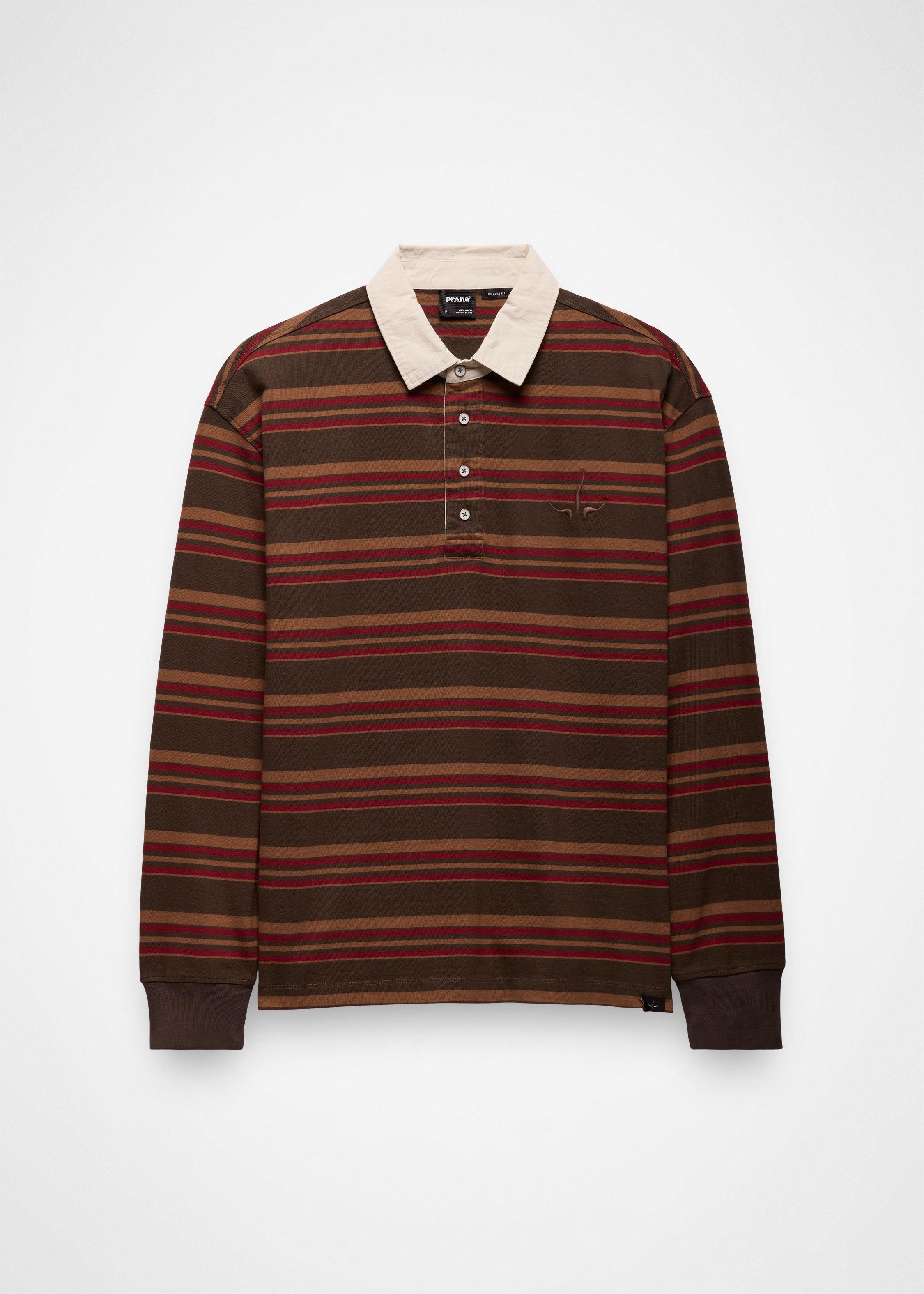 Gender Neutral prAna Rockblock Rugby Shirt - Dark Roast