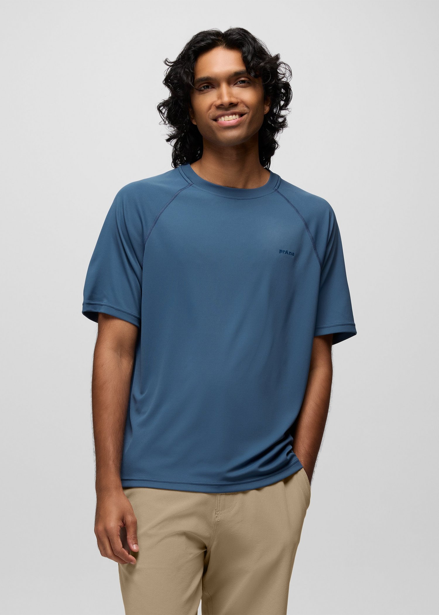 Mens prAna Sol Shade Short Sleeve Crew - Bluff Blue