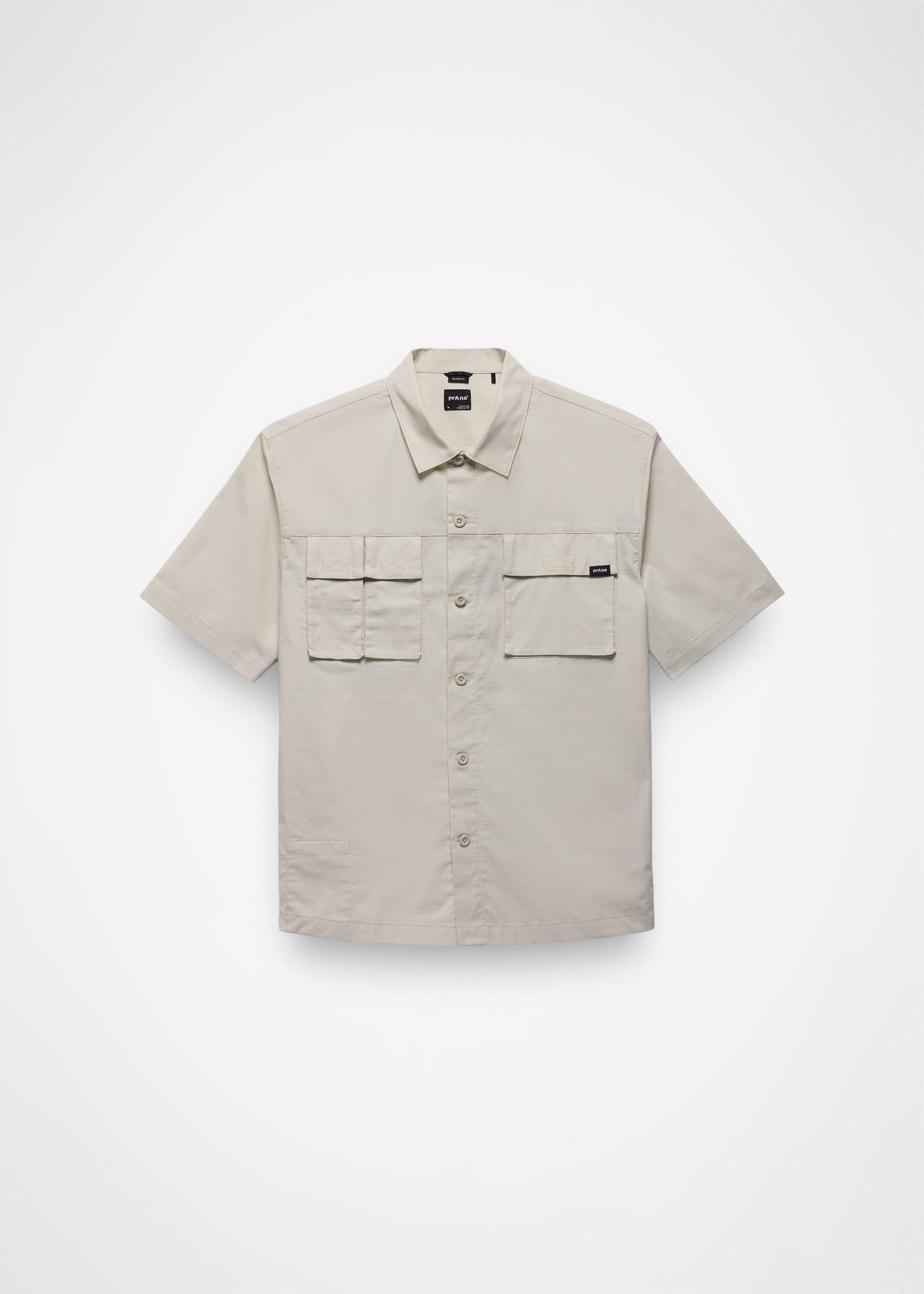 Mens prAna Palisades Ripstop Short Sleeve Shirt - Jasmine