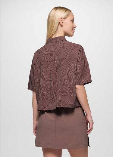 Railay Short Sleeve Button Down, Color: Carob Wavee, image 2