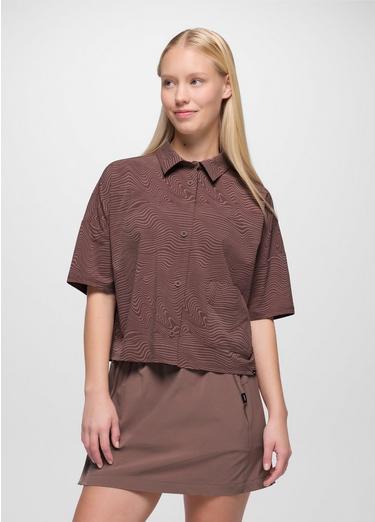 Railay Short Sleeve Button Down, Color: Carob Wavee, image 1