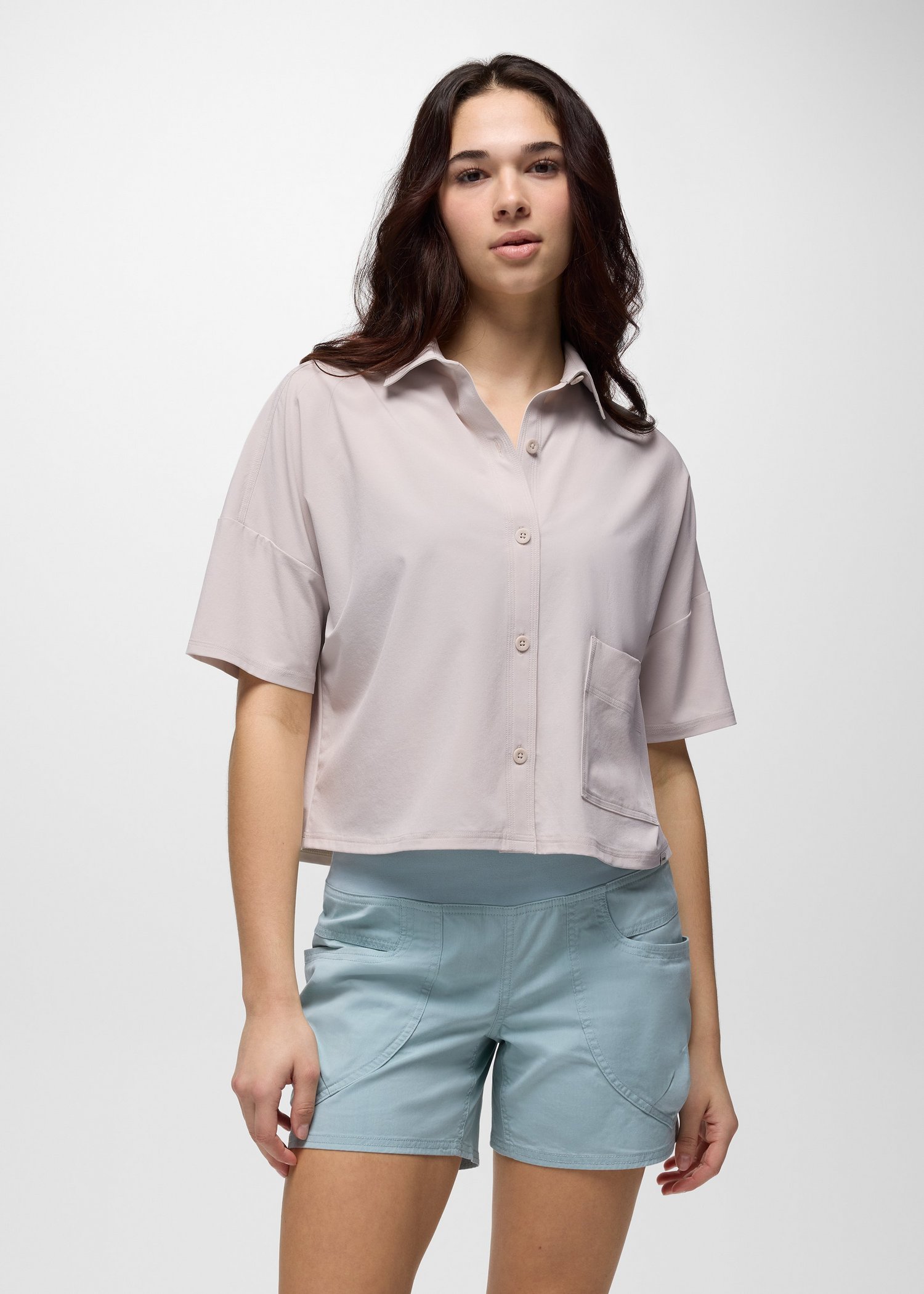 Womens prAna Railay Short Sleeve Button Down - Almond