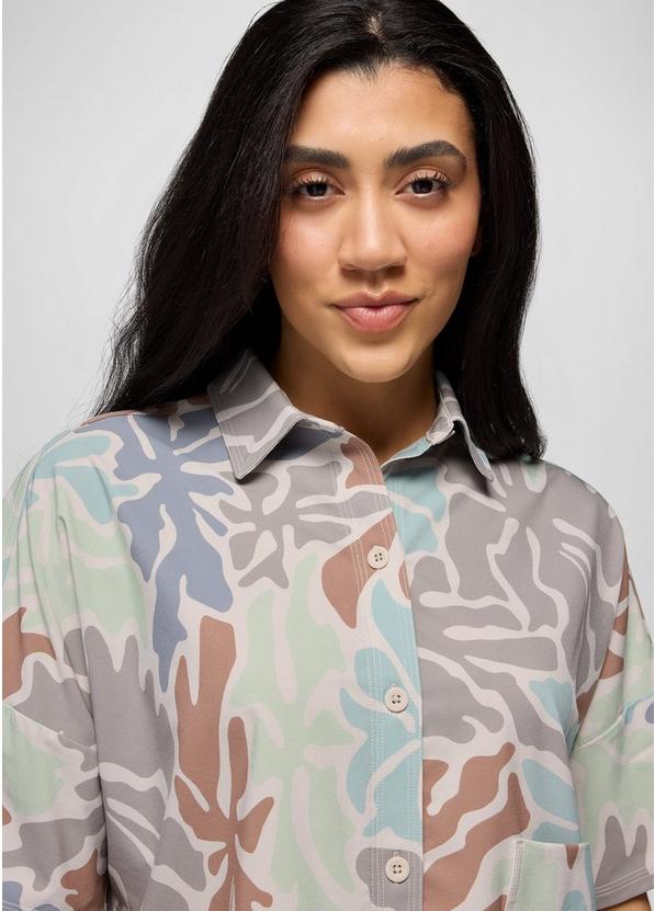 Railay Short Sleeve Button Down, Color: Almond Boogie Bloom, image 3