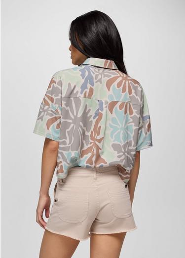 Railay Short Sleeve Button Down, Color: Almond Boogie Bloom, image 4