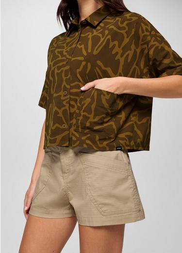 Railay Short Sleeve Button Down, Color: Retro Olive Boogie Bloom, image 8