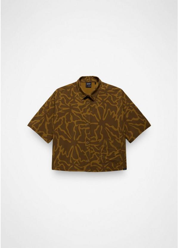 Railay Short Sleeve Button Down, Color: Retro Olive Boogie Bloom, image 6