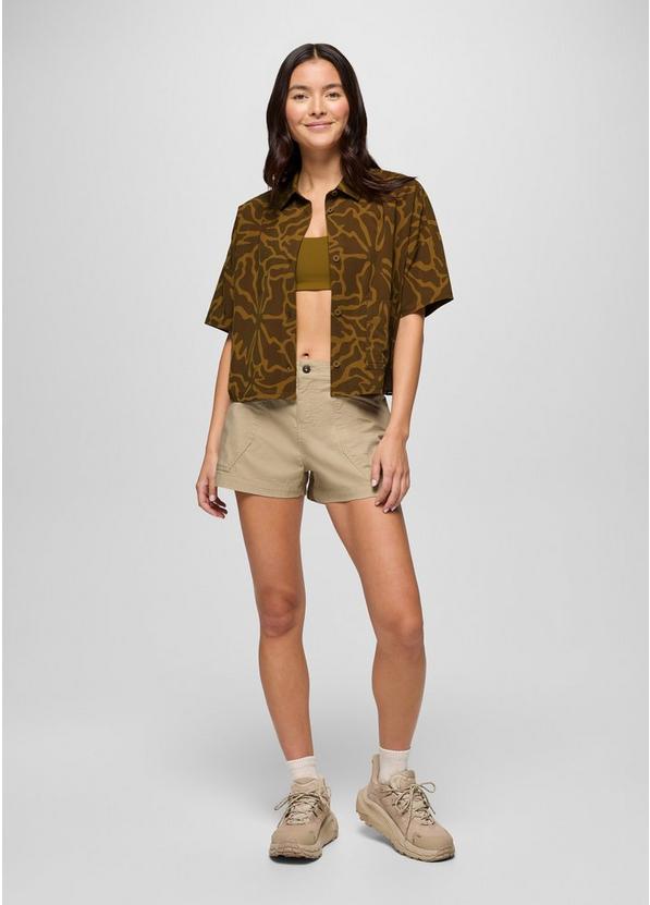 Railay Short Sleeve Button Down, Color: Retro Olive Boogie Bloom, image 5