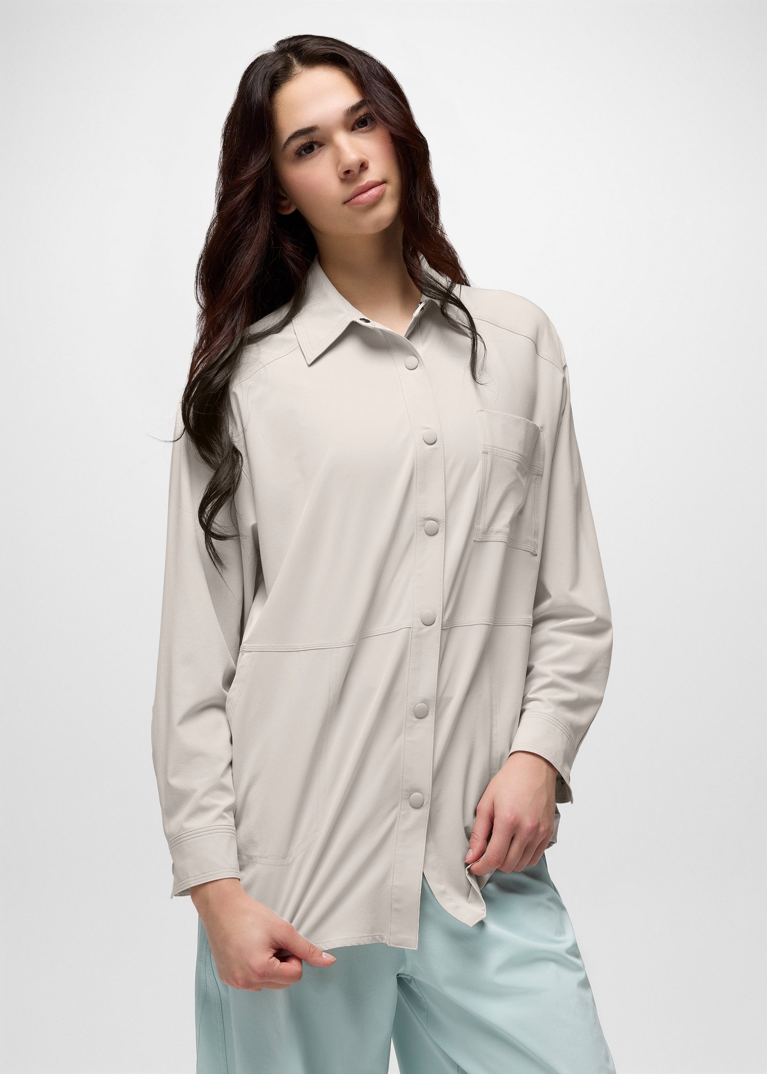 Womens prAna Railay Oversized Button Down - Almond