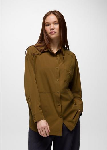 Railay Oversized Button Down, Color: Retro Olive, image 7