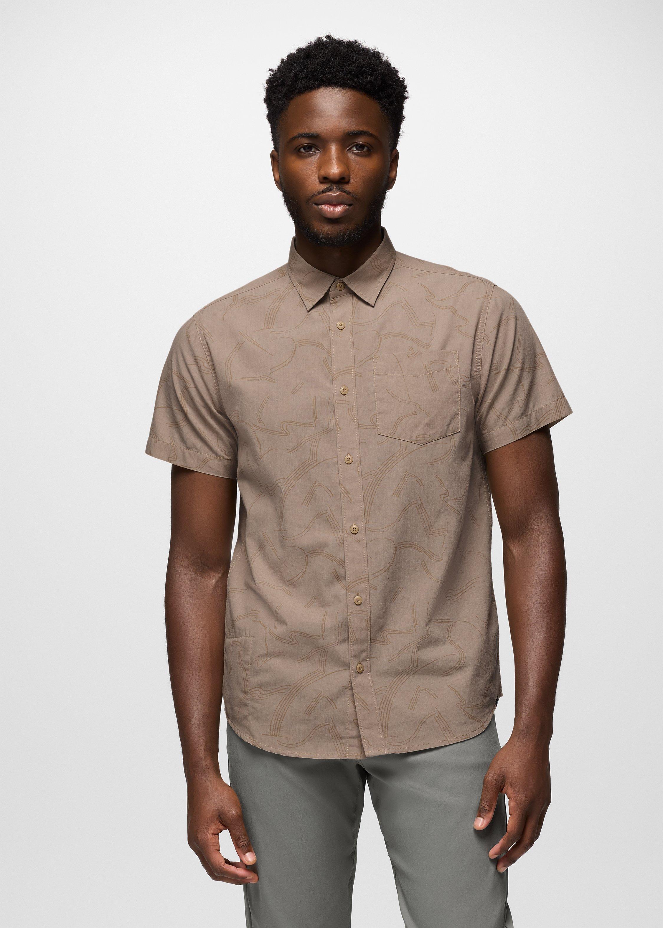 Mens prAna Tinline Shirt - Sandstone Seedling
