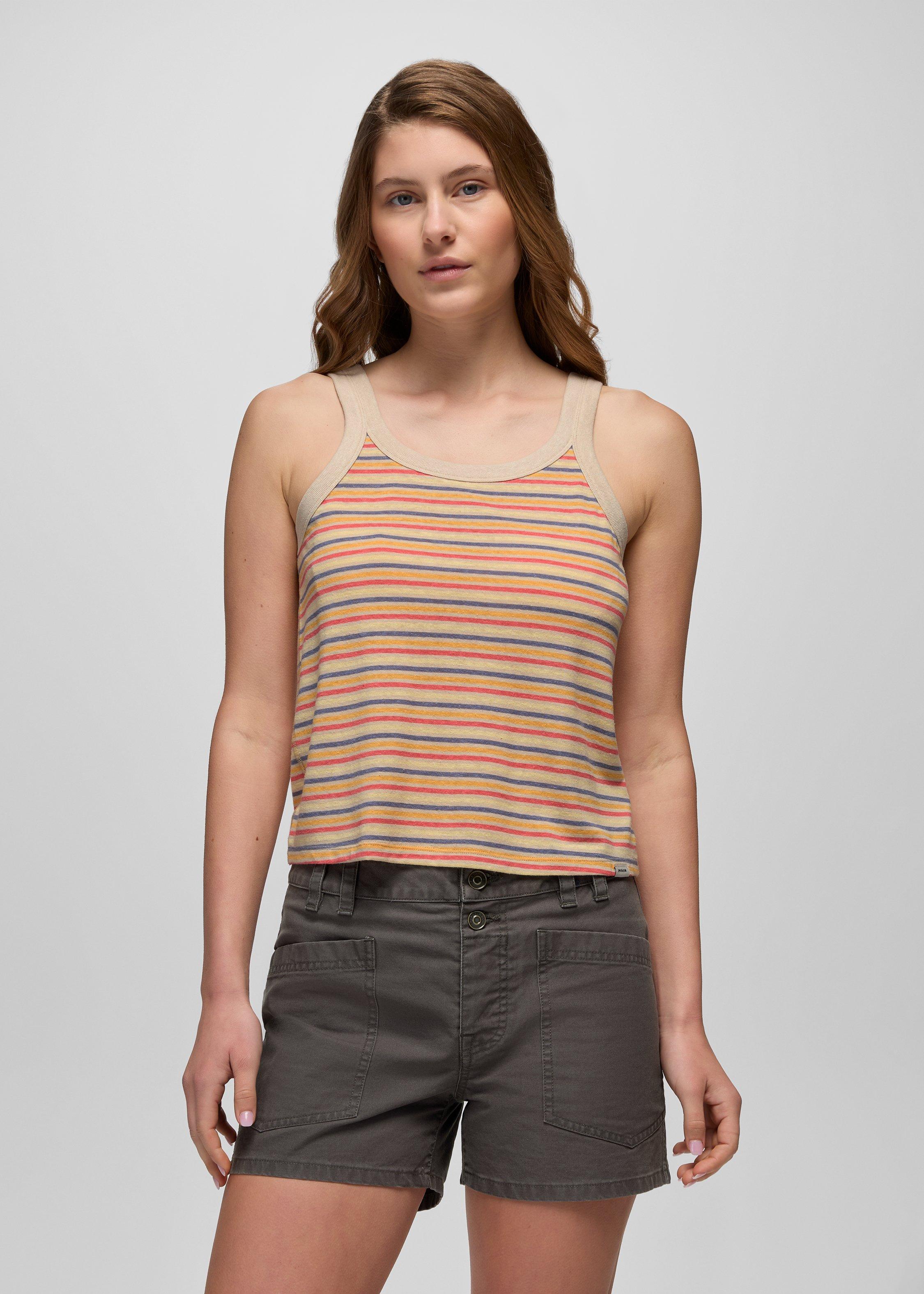 Womens prAna Cozy Up Scoop Tank - Vanilla Bean Stripe