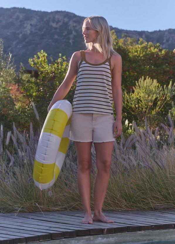 Cozy Up Tank, Color: Retro Olive Stripe, image 3