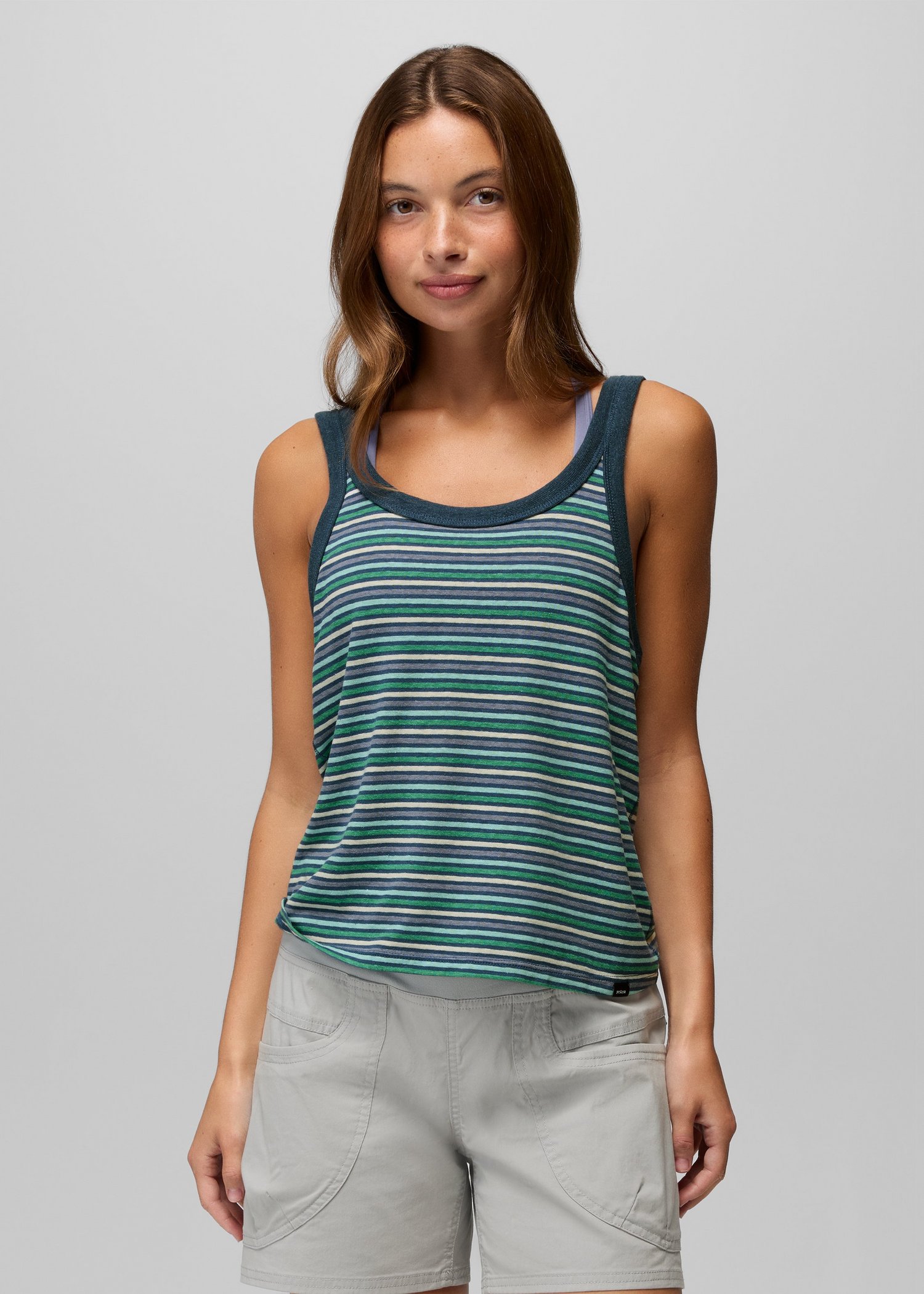 Womens prAna Cozy Up Scoop Tank - Bluff Blue Stripe