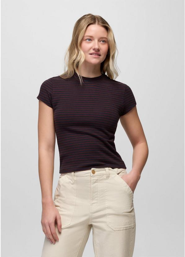 Lotus Short Sleeve Tee, Color: Cacao Stripe, image 1