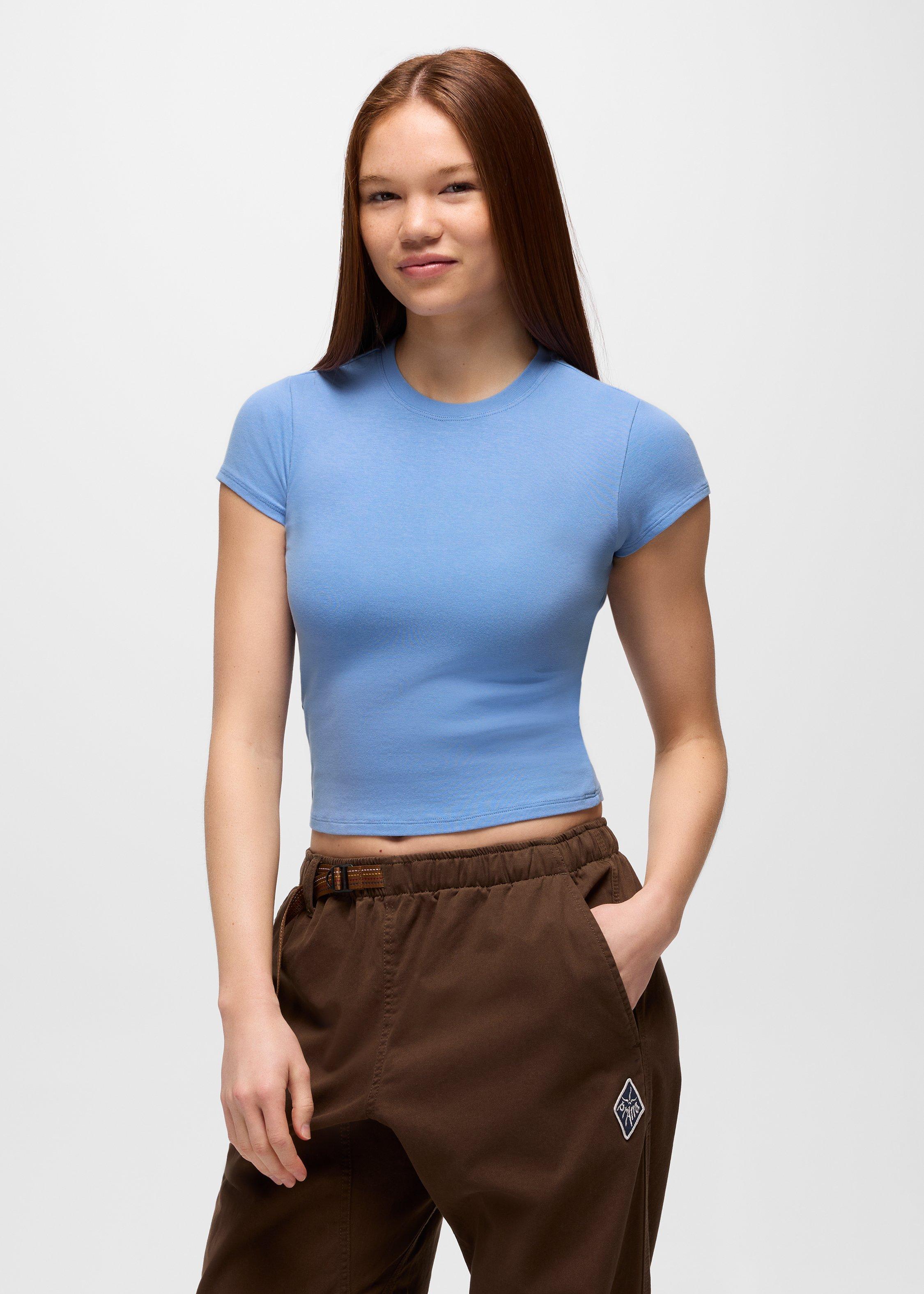 Womens prAna Lotus Short Sleeve Tee - Blue Vibes