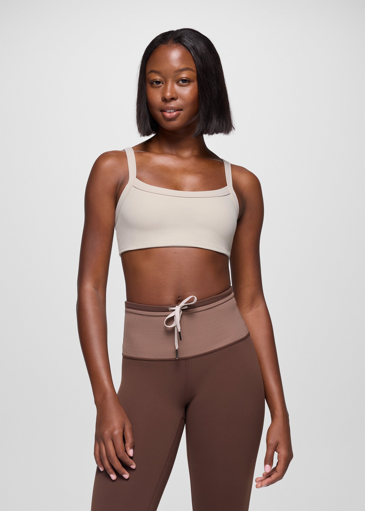 Womens prAna Luxara™ Rib Bra - Almond