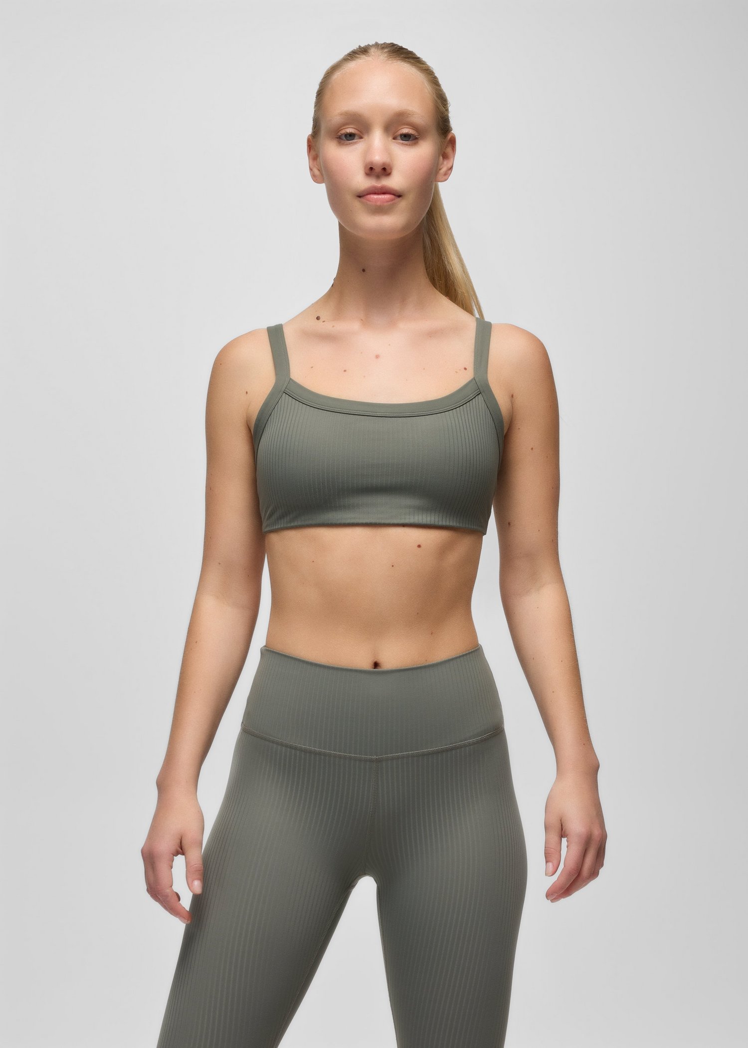 Womens prAna Luxara™ Rib Bra - Thyme