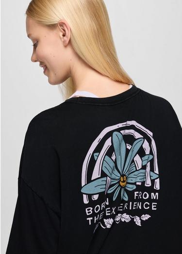 Everyday Graphic Oversized Tee, Color: Black Happy Petals, image 3