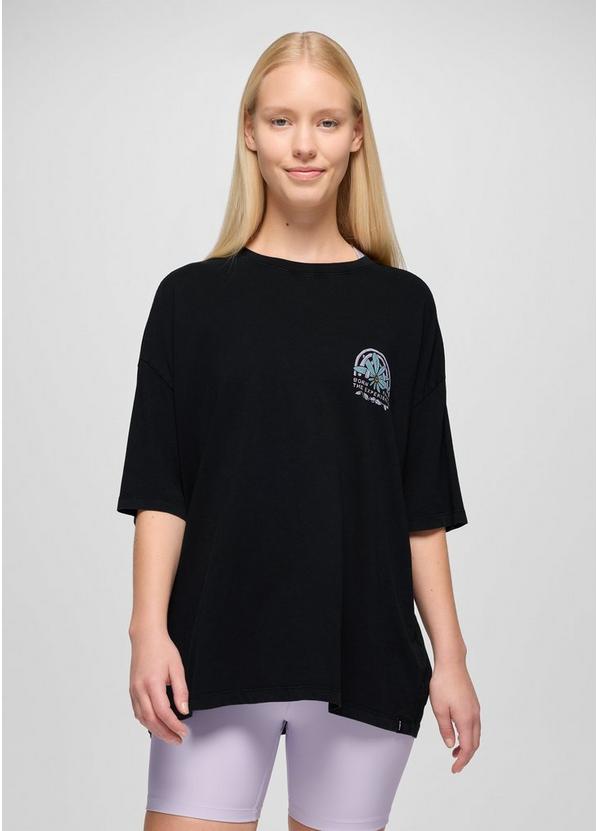 Everyday Graphic Oversized Tee, Color: Black Happy Petals, image 1