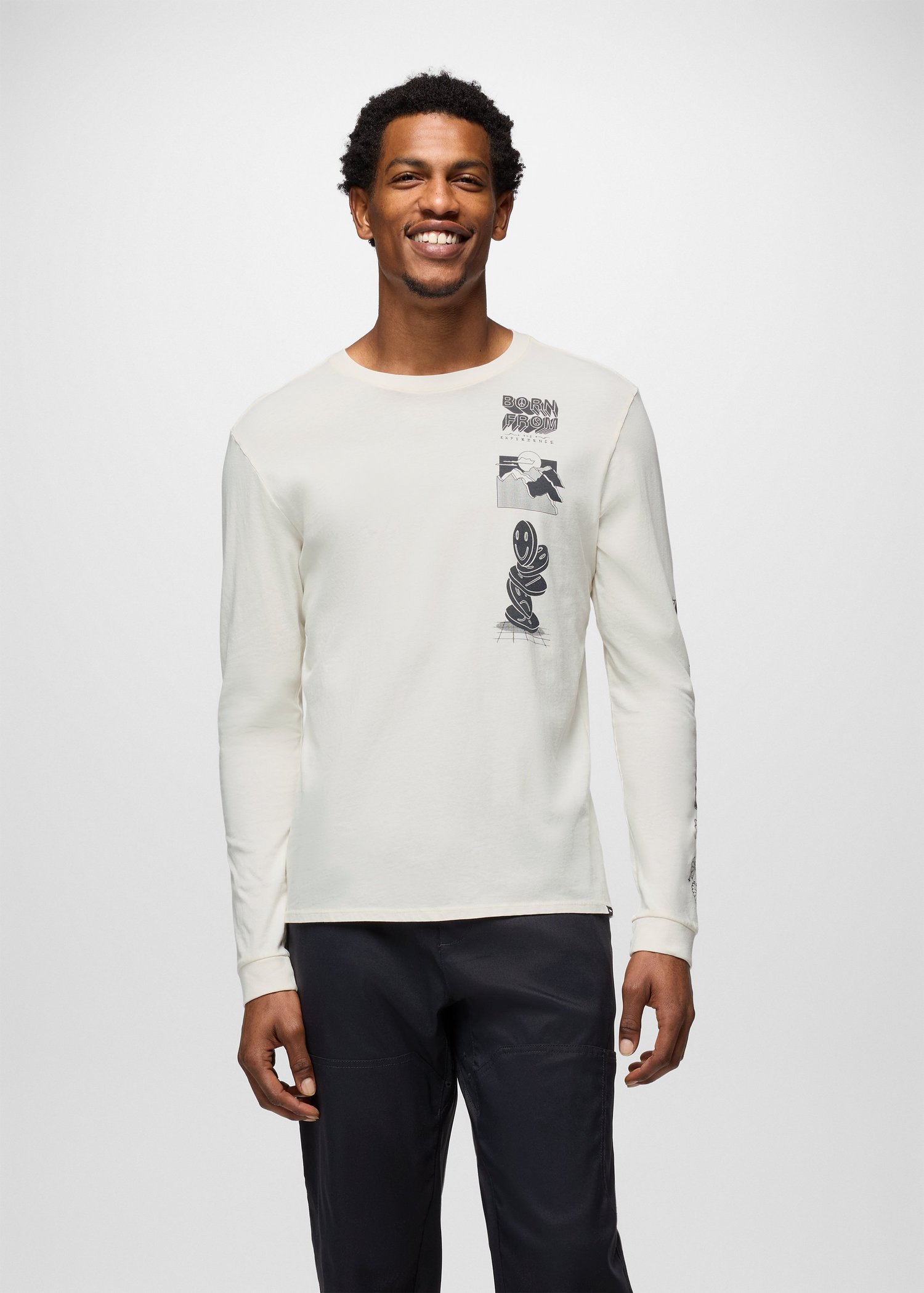 Mens prAna Everyday Graphic Long Sleeve Tee - Canvas Day Tripper