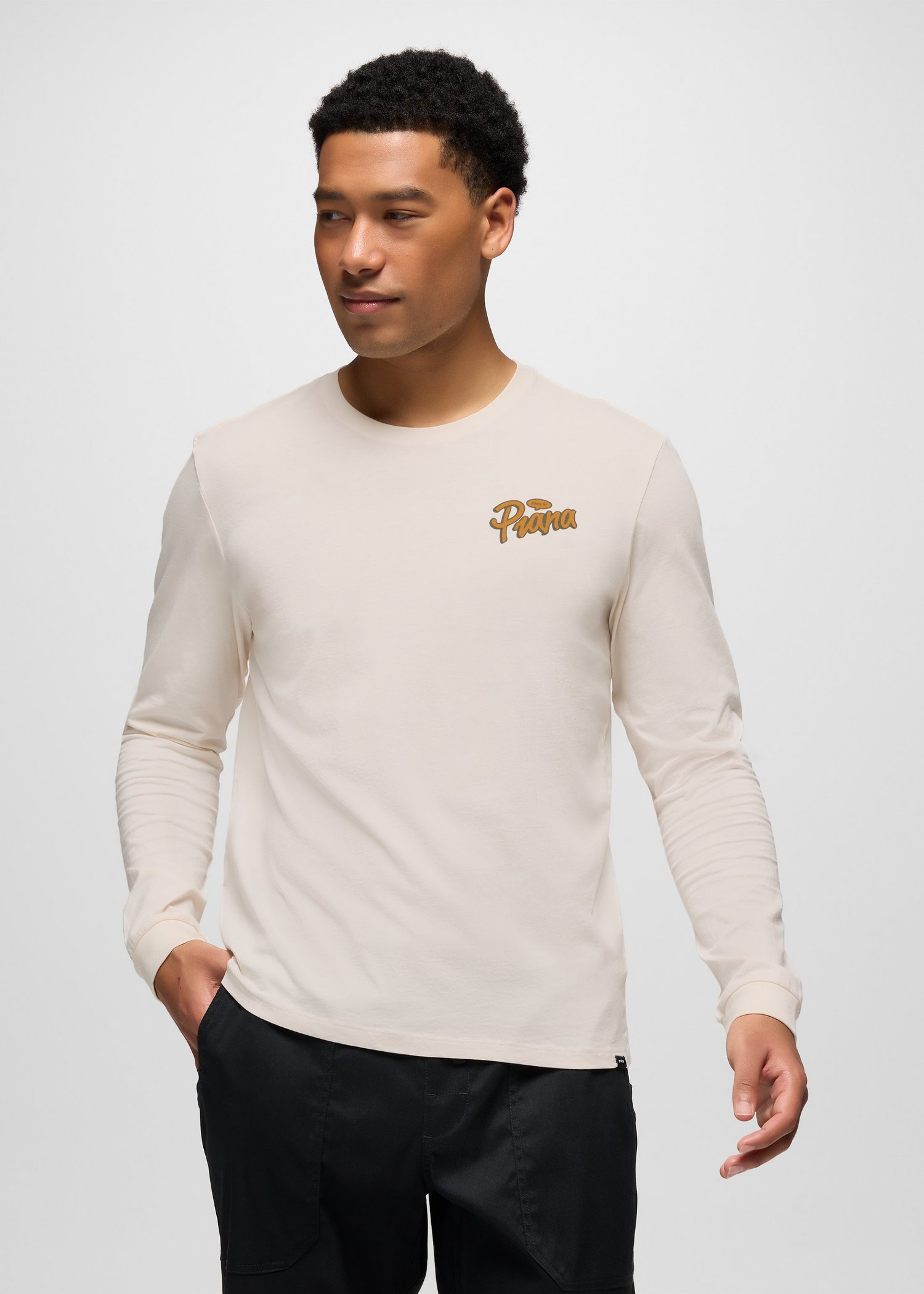 Mens prAna Everyday Graphic Long Sleeve Tee - Canvas Open Your Mind