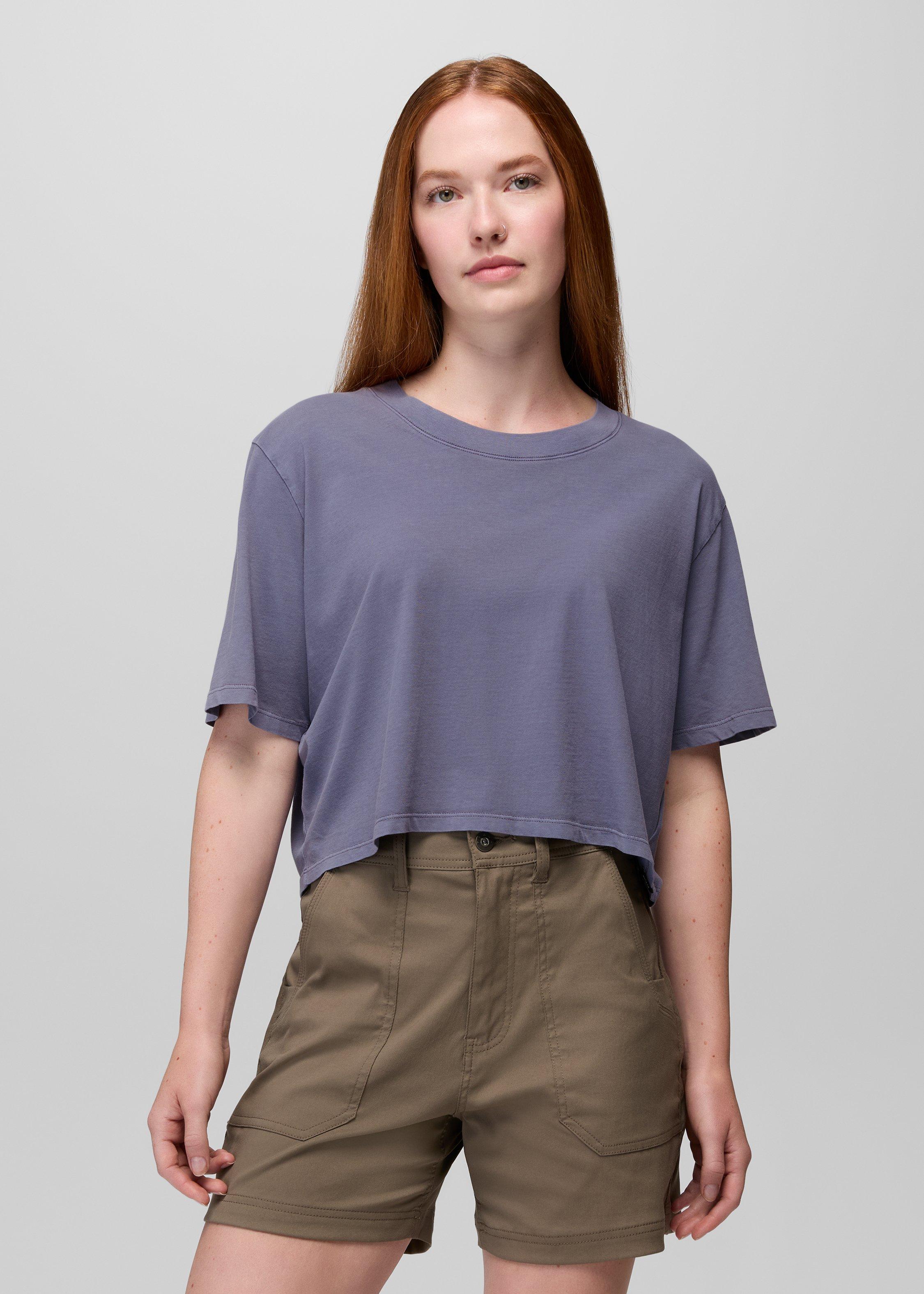 Womens prAna Everyday Crop Tee - Taro