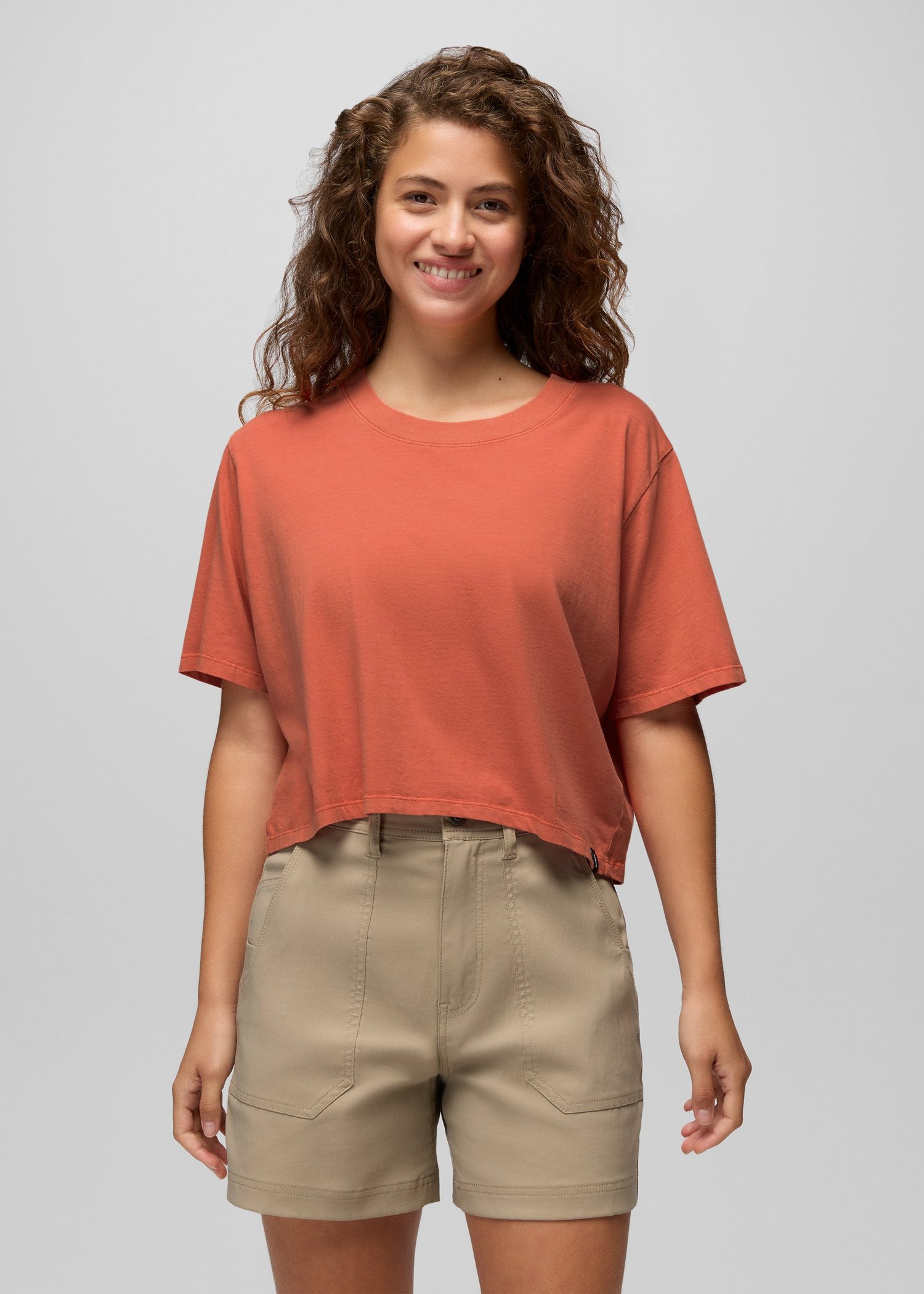 Womens prAna Everyday Crop Tee - Lychee