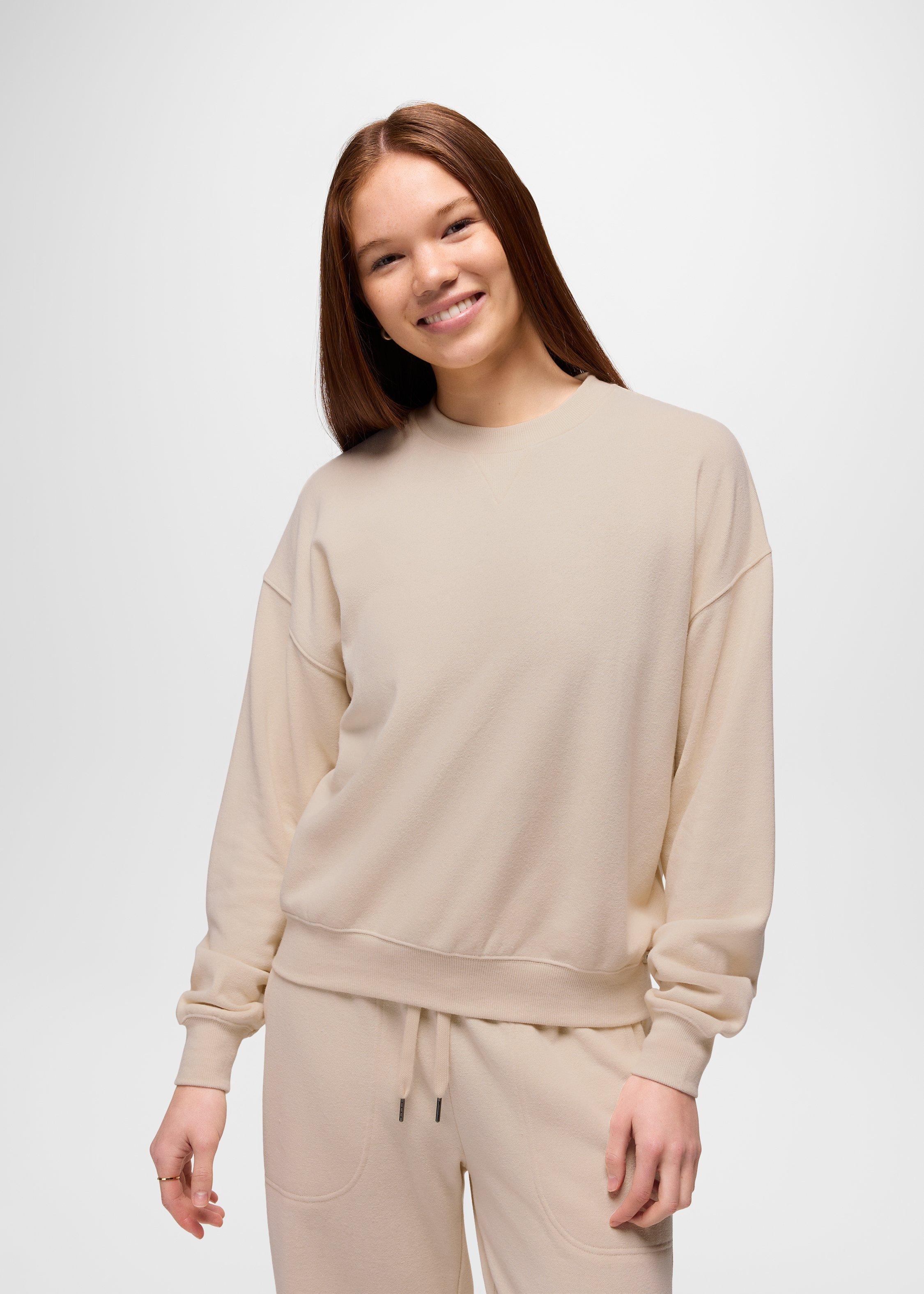 Womens prAna Cozy Up Crew Sweatshirt - Canvas Heather