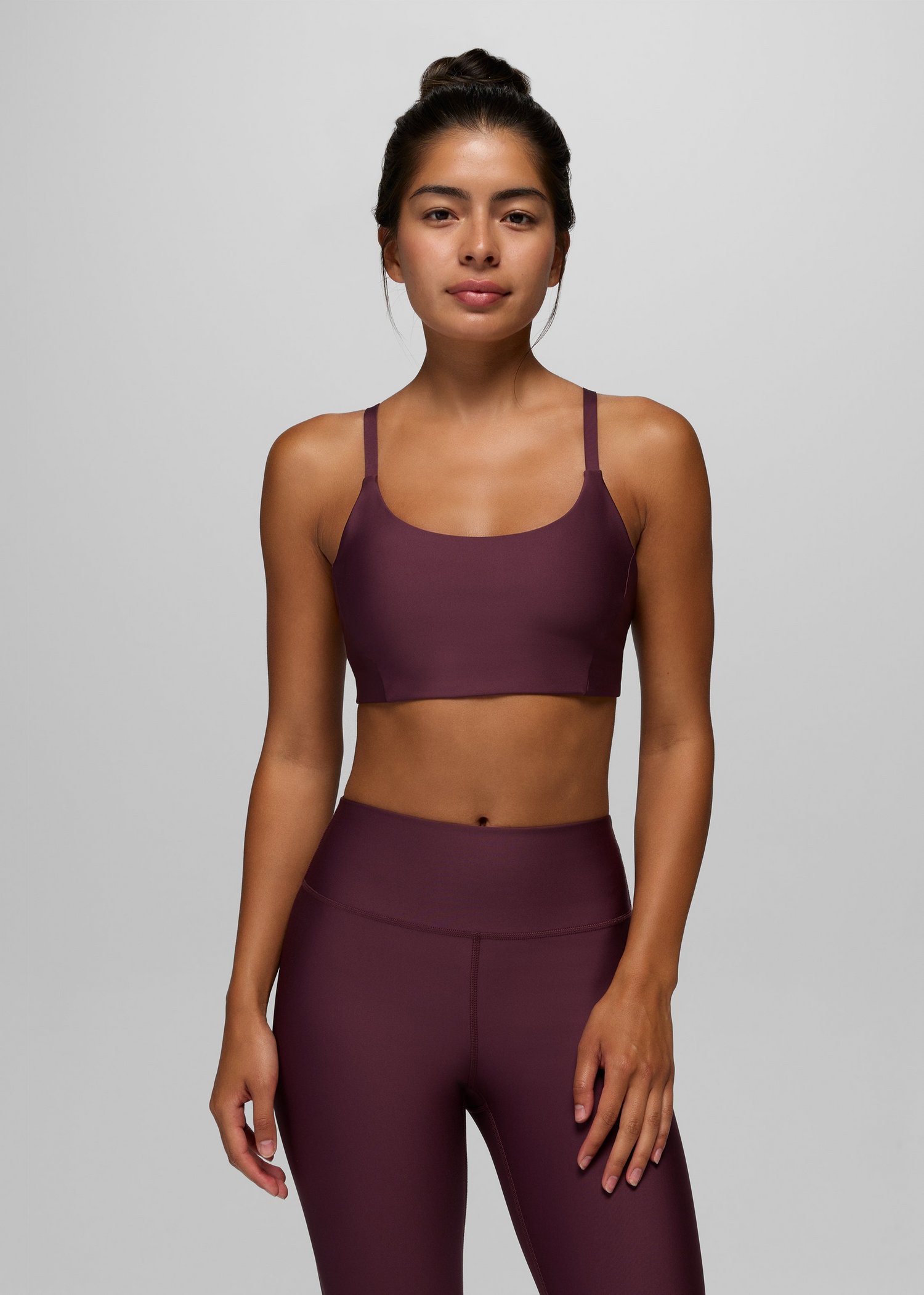 Womens prAna Sculpt™ Scoop Bra - Deep Vino