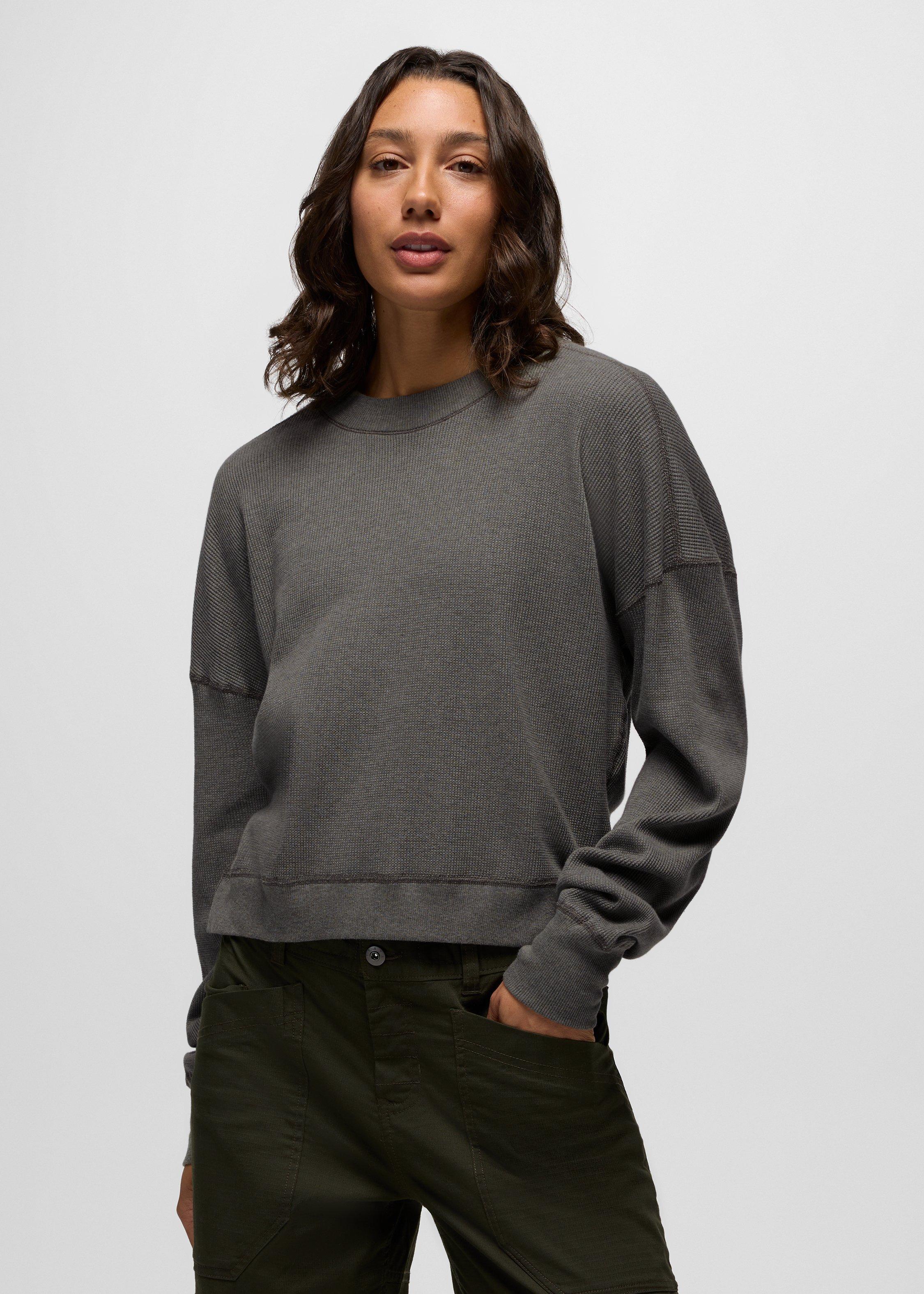 Womens prAna Touchstone Long Sleeve Crew - Thyme Heather