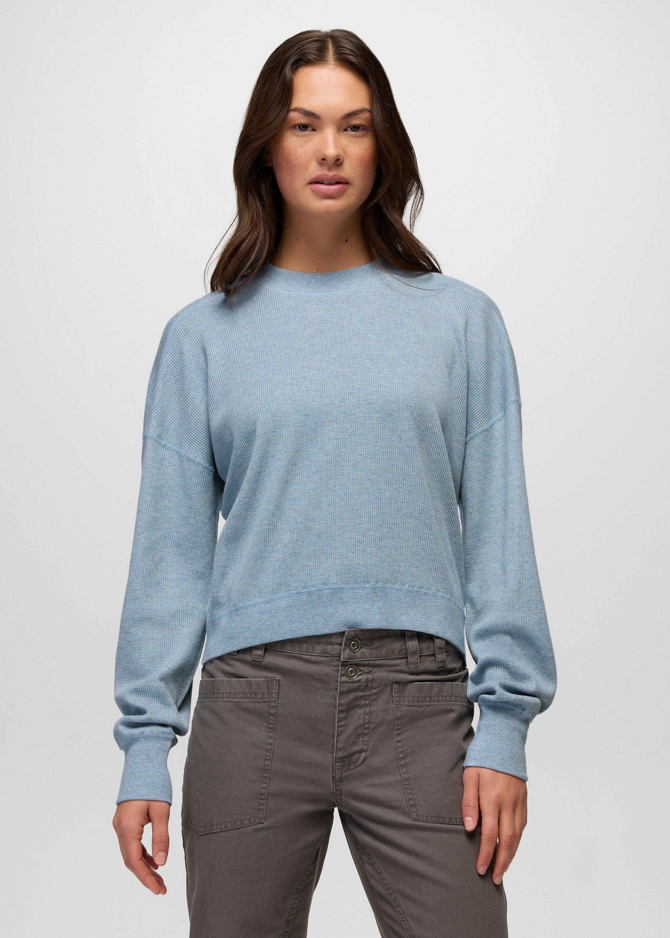 Womens prAna Touchstone Long Sleeve Crew - Glacier Skies Heather