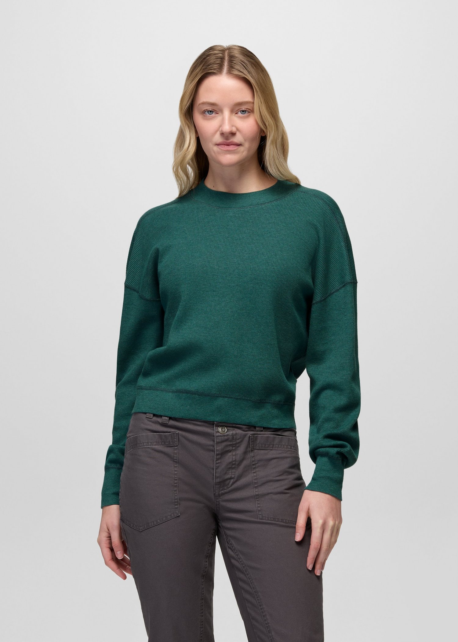 Womens prAna Touchstone Long Sleeve Crew - Coast Heather