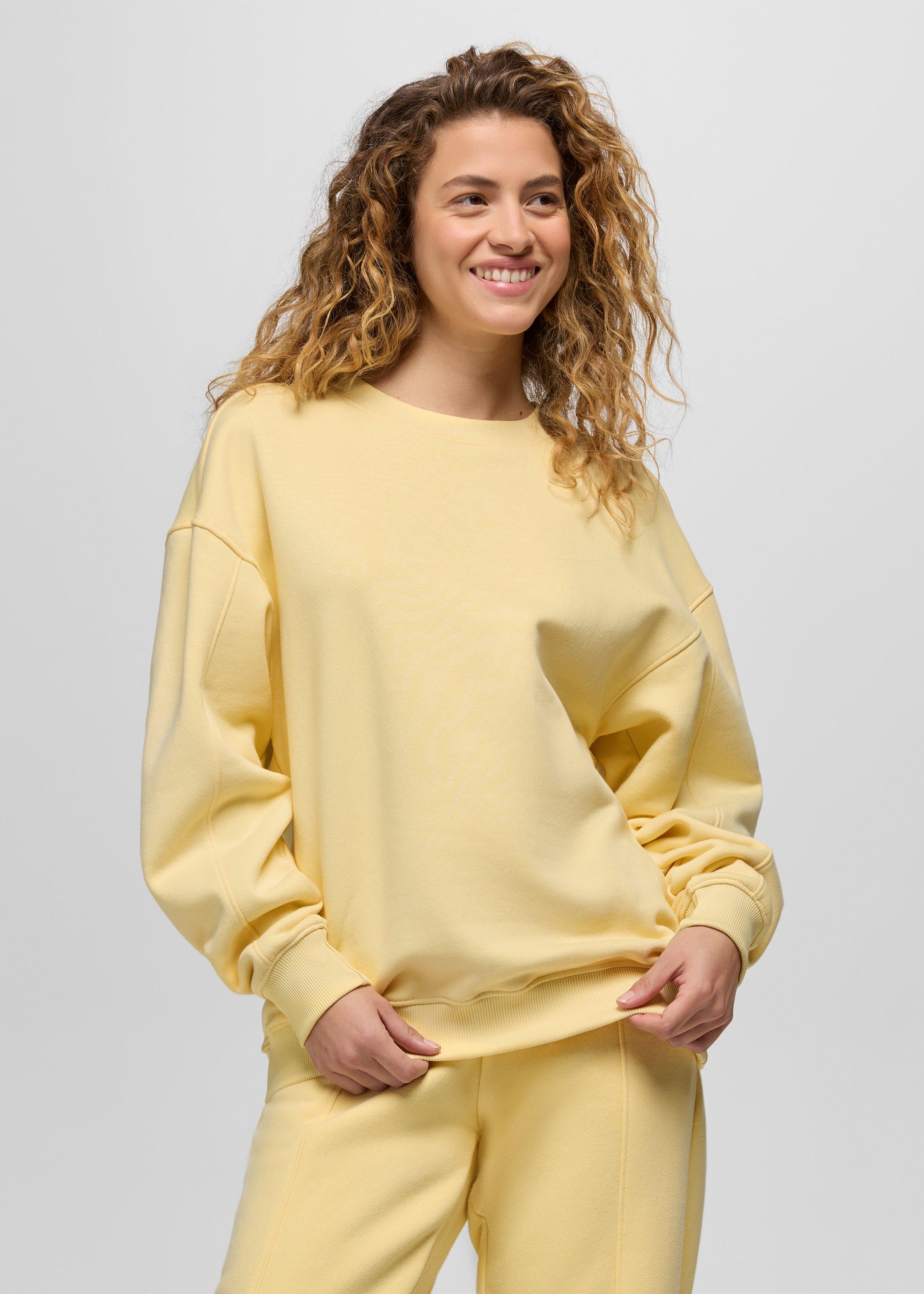Womens prAna DreamFleece Crew Sweatshirt - Vanilla Bean