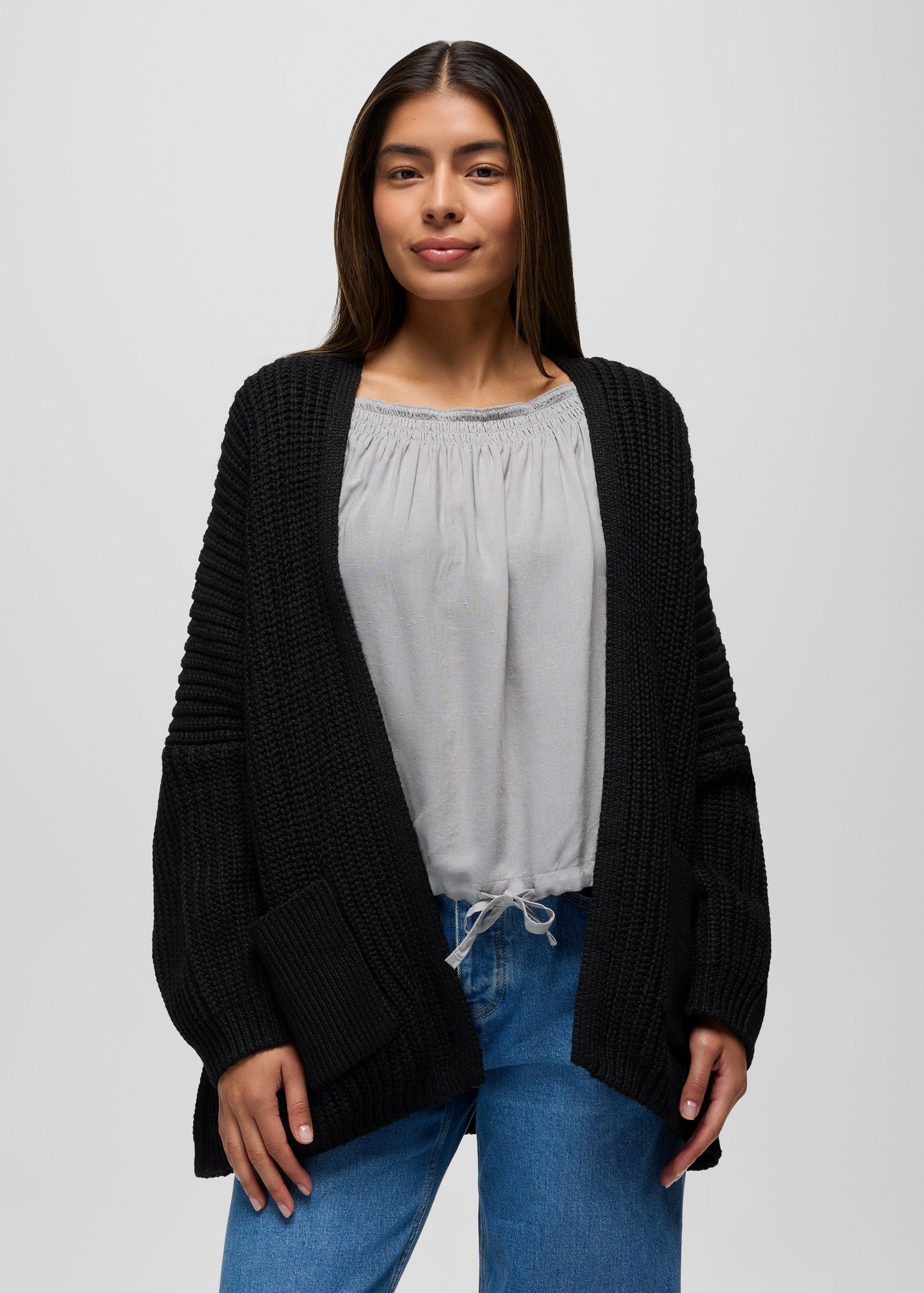 Womens prAna Sunday River Long Cardigan - Black