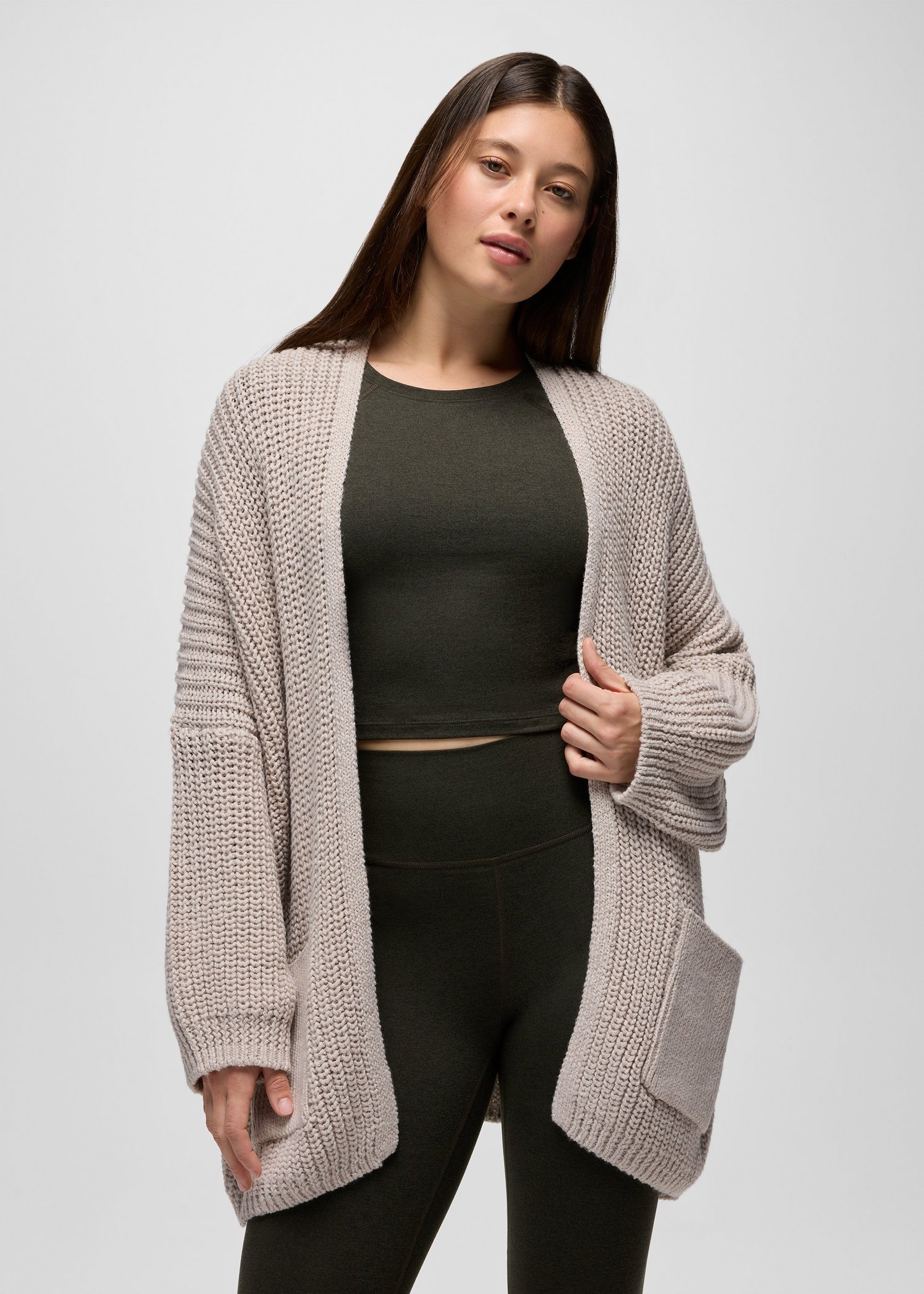 Womens prAna Sunday River Long Cardigan - Almond