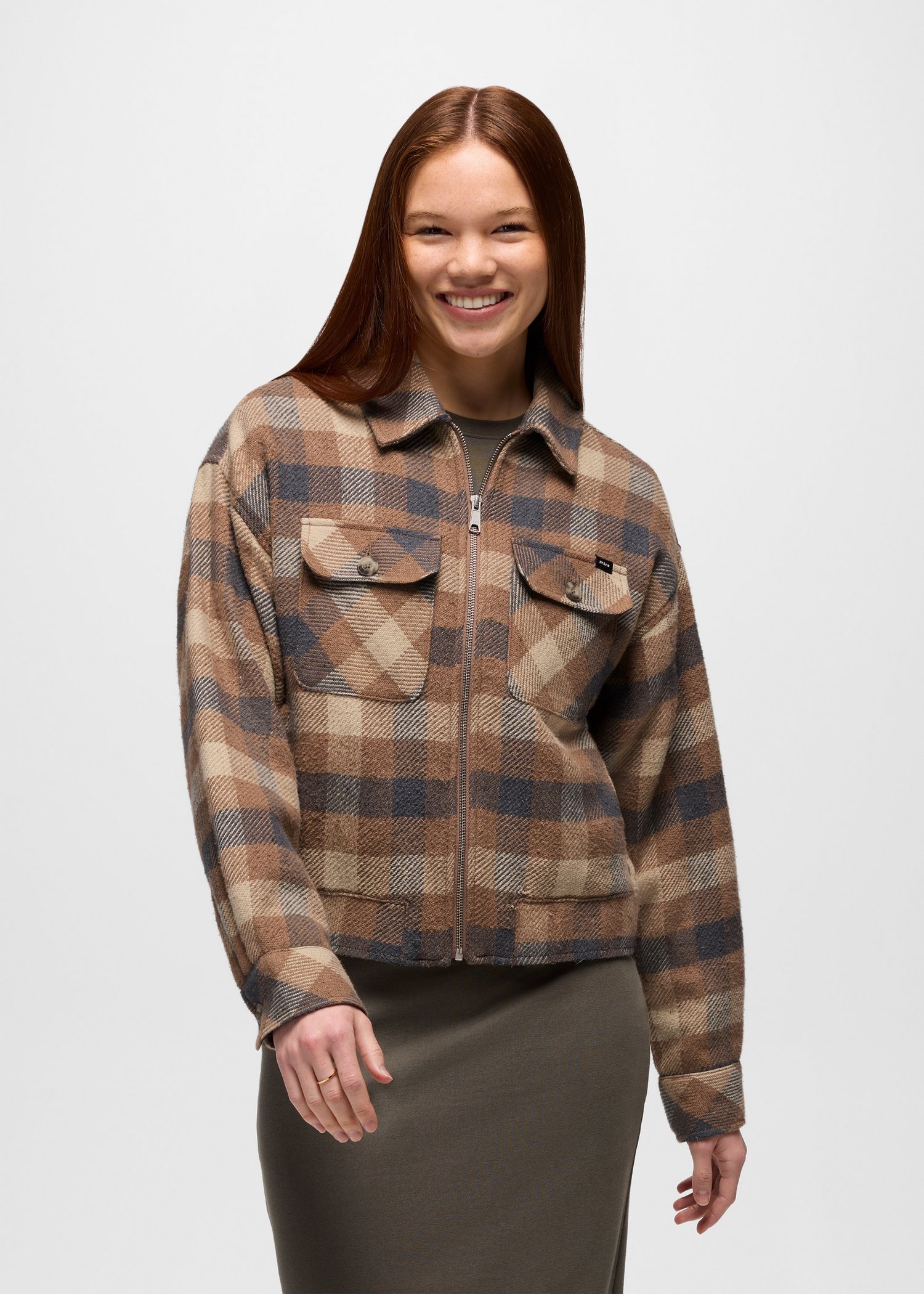 Womens prAna Excursions Flannel Jacket - Shroom