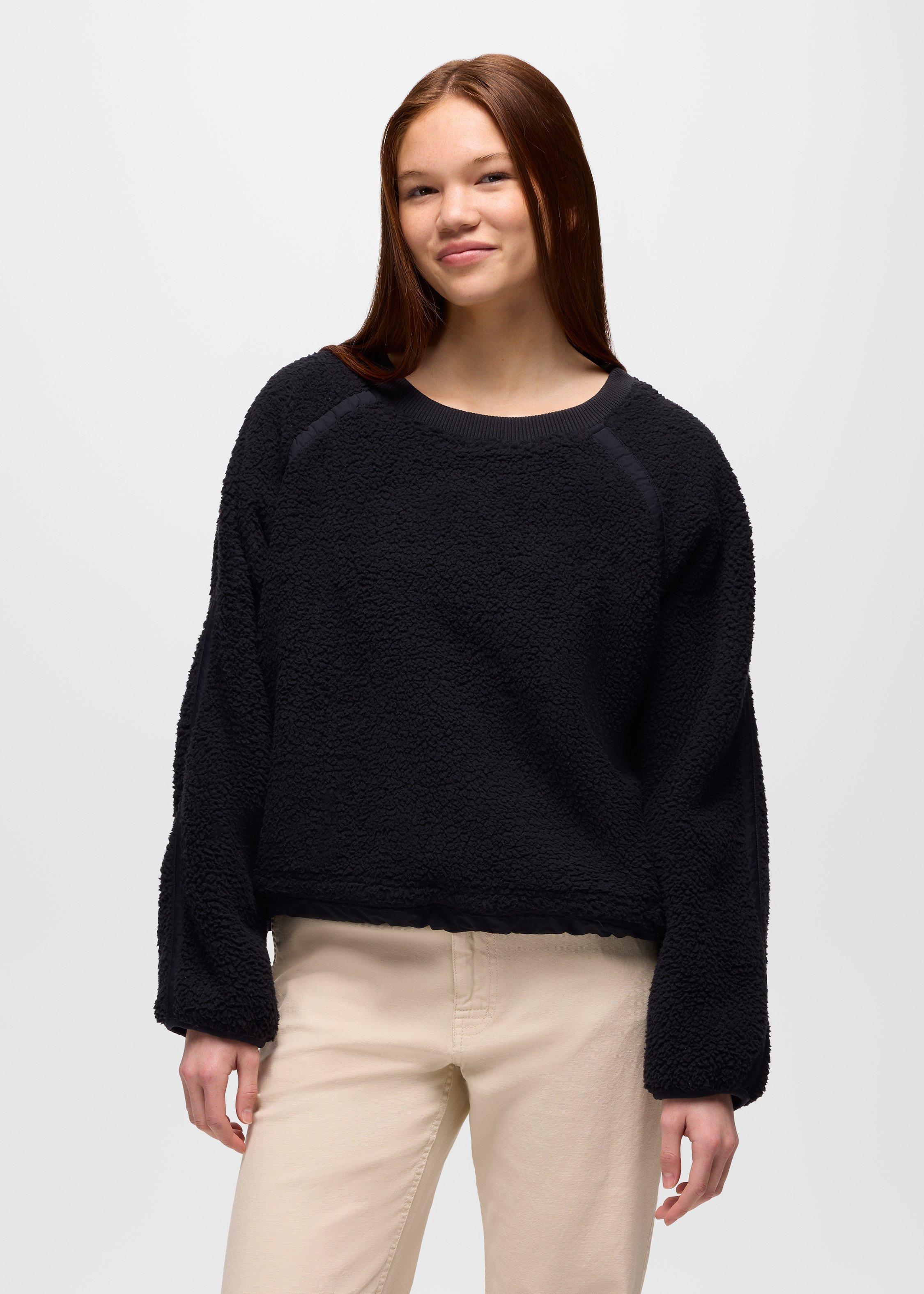 Womens prAna Encinitas Fleece Crew - Black