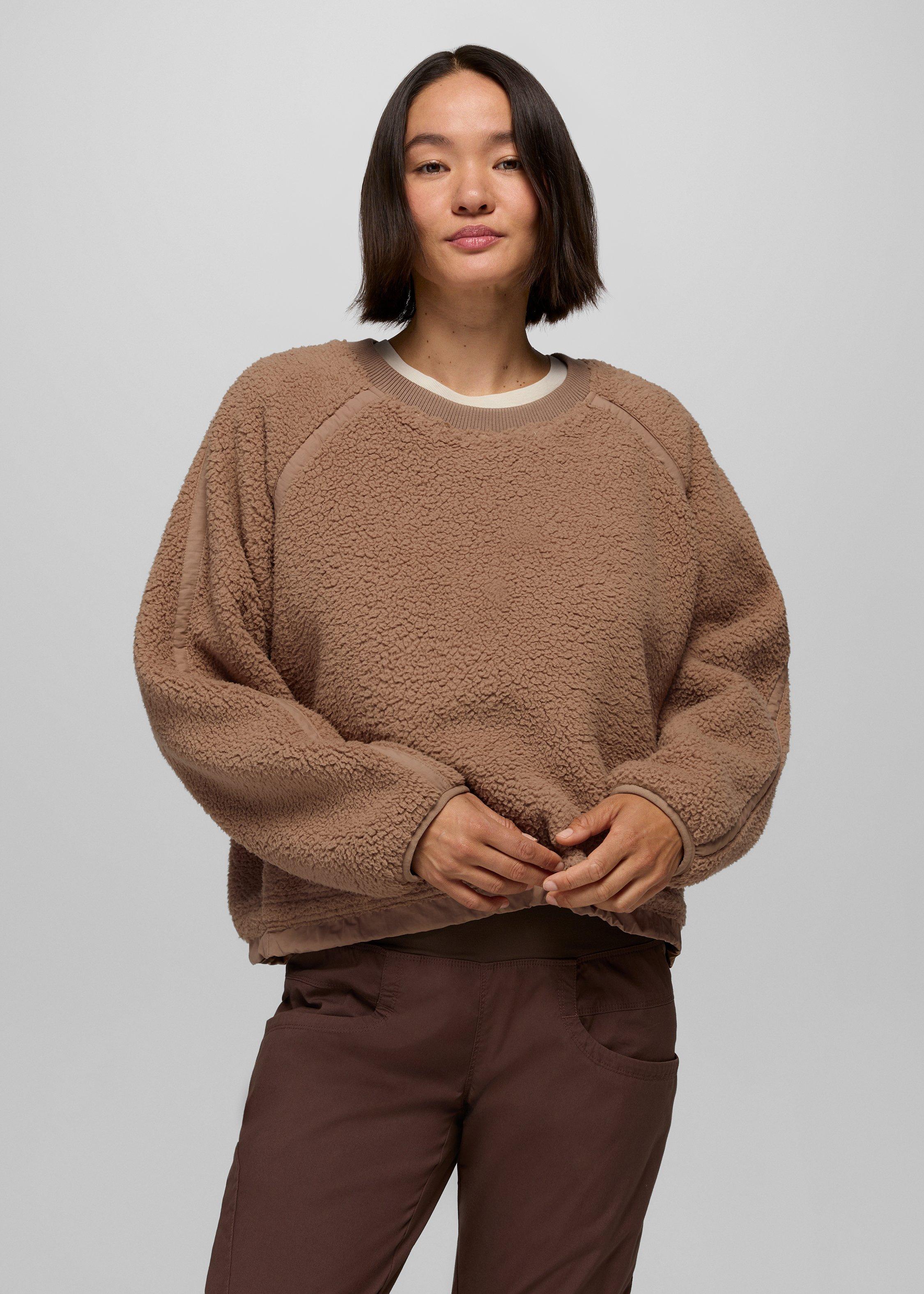 Womens prAna Encinitas Fleece Crew - Shroom