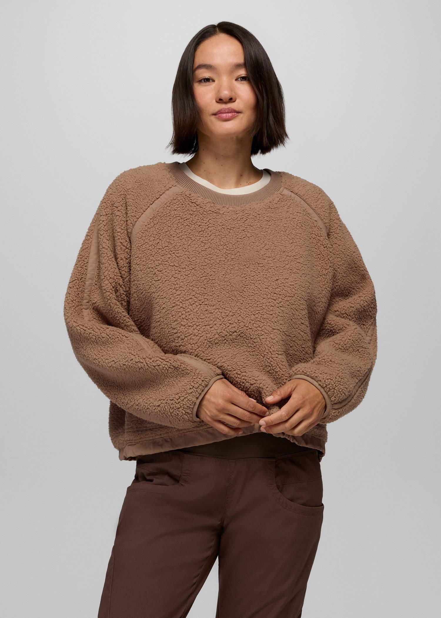 Womens prAna Encinitas Fleece Crew - Shroom