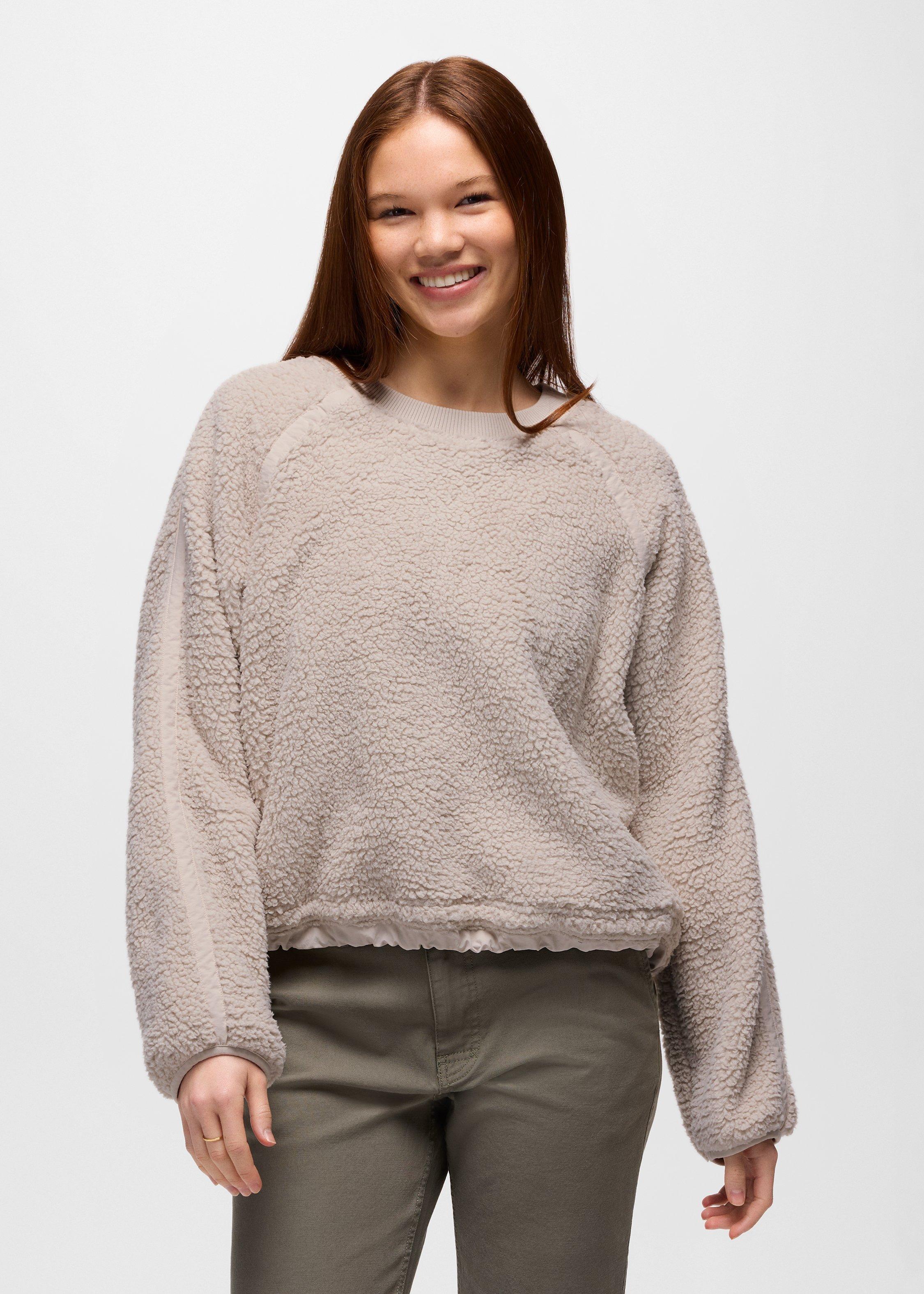 Womens prAna Encinitas Fleece Crew - Almond